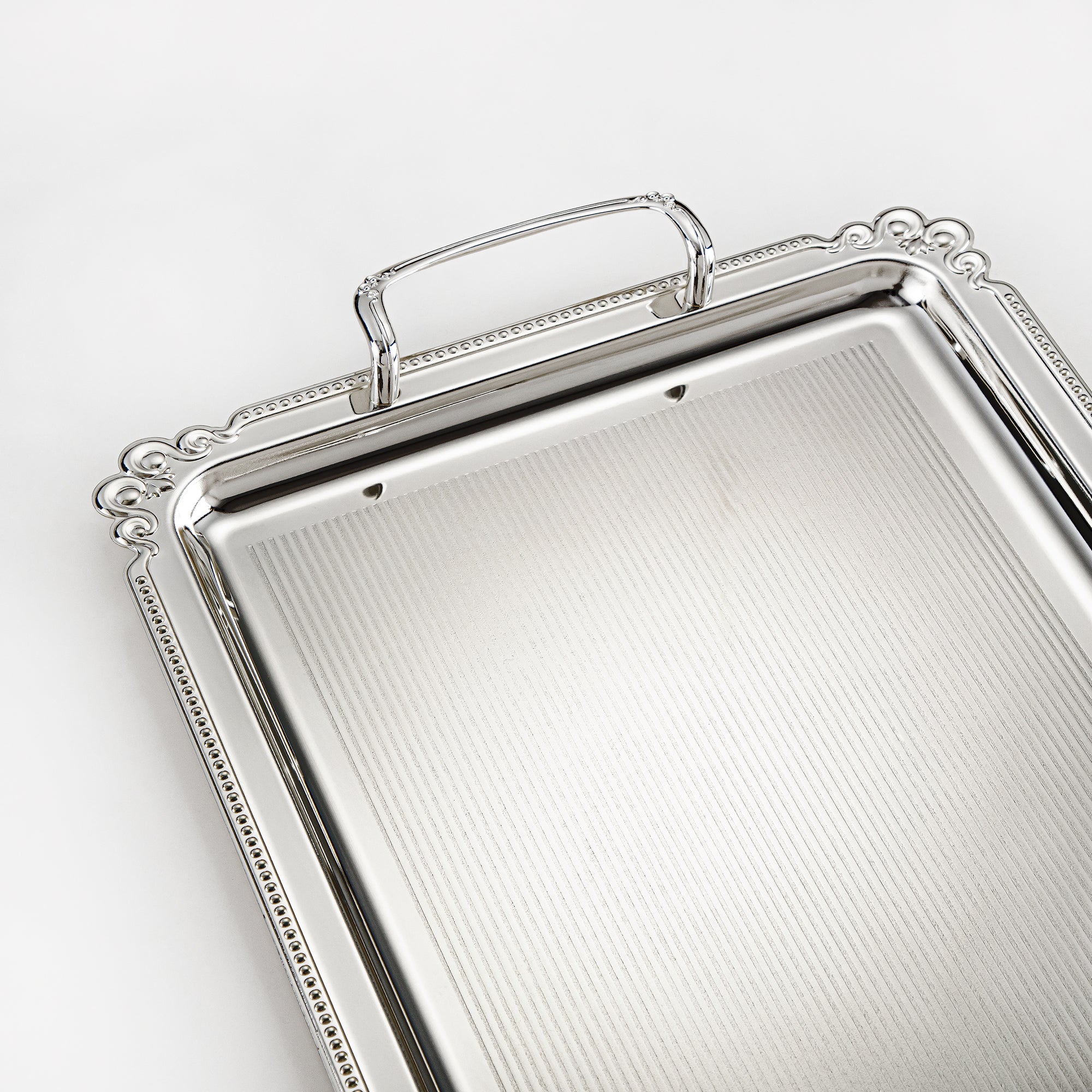 Almarjan Serving Tray Set - 3 Pieces, Silver (332XLLM-S) | Ramadan & Special Occasions