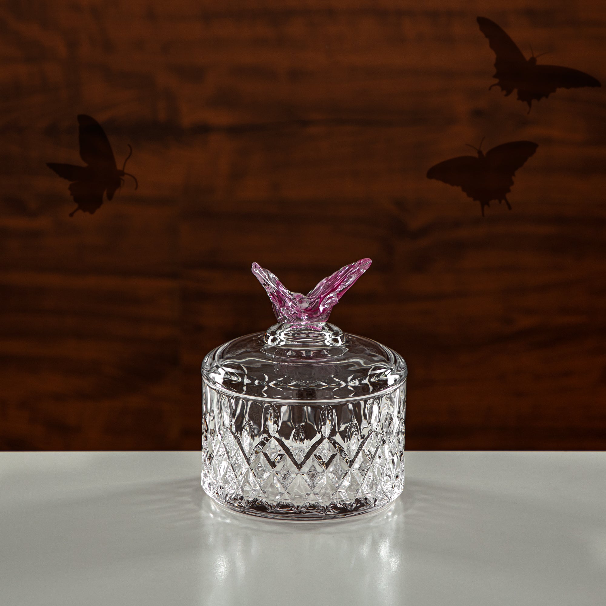 Almarjan Candy Bowl 10.5CM Glass Clear & Pink (41245-275-BG) Elegant Hosting Pieces