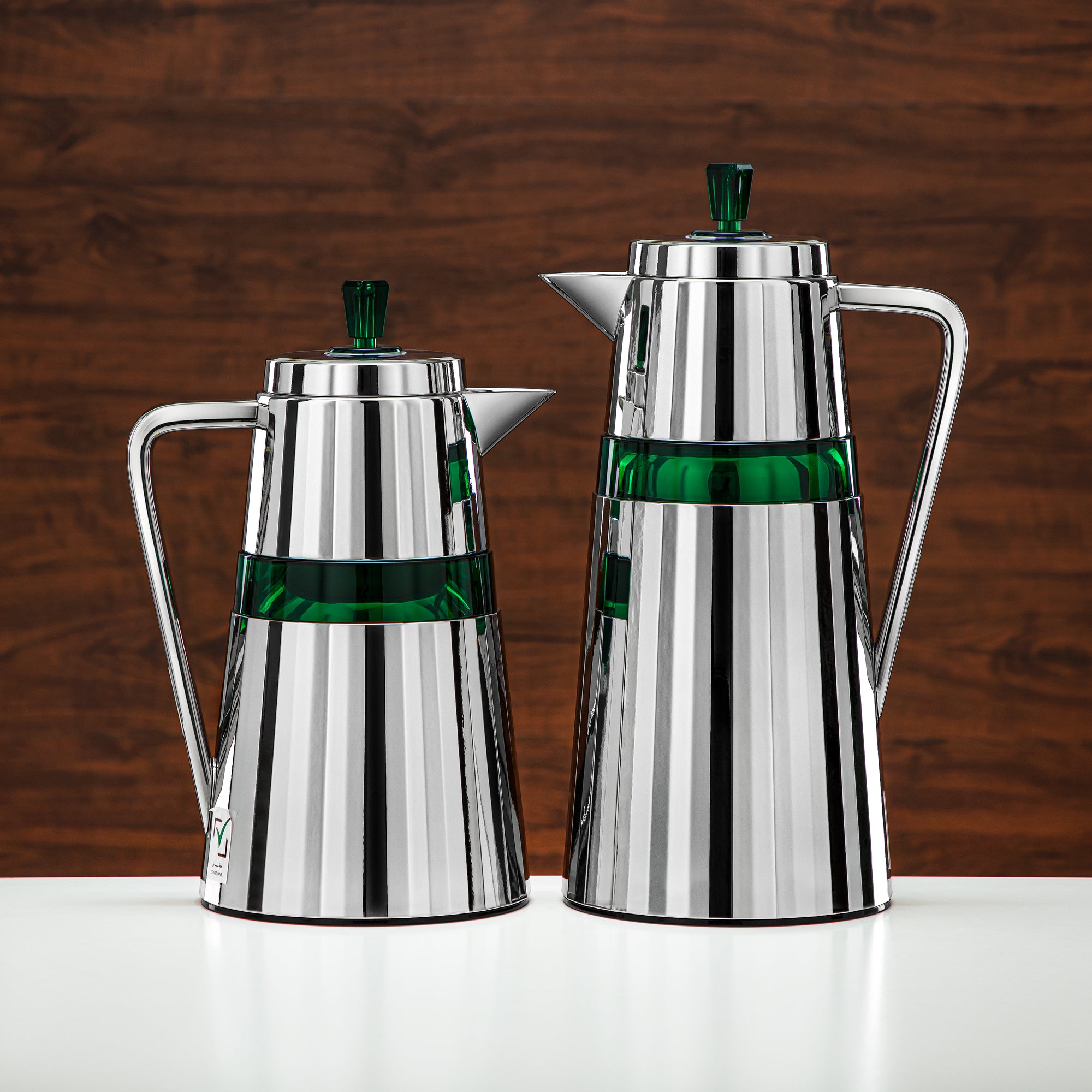 Almarjan 2 Pieces Vacuum Flask Set Silver & Green - C77-SCG