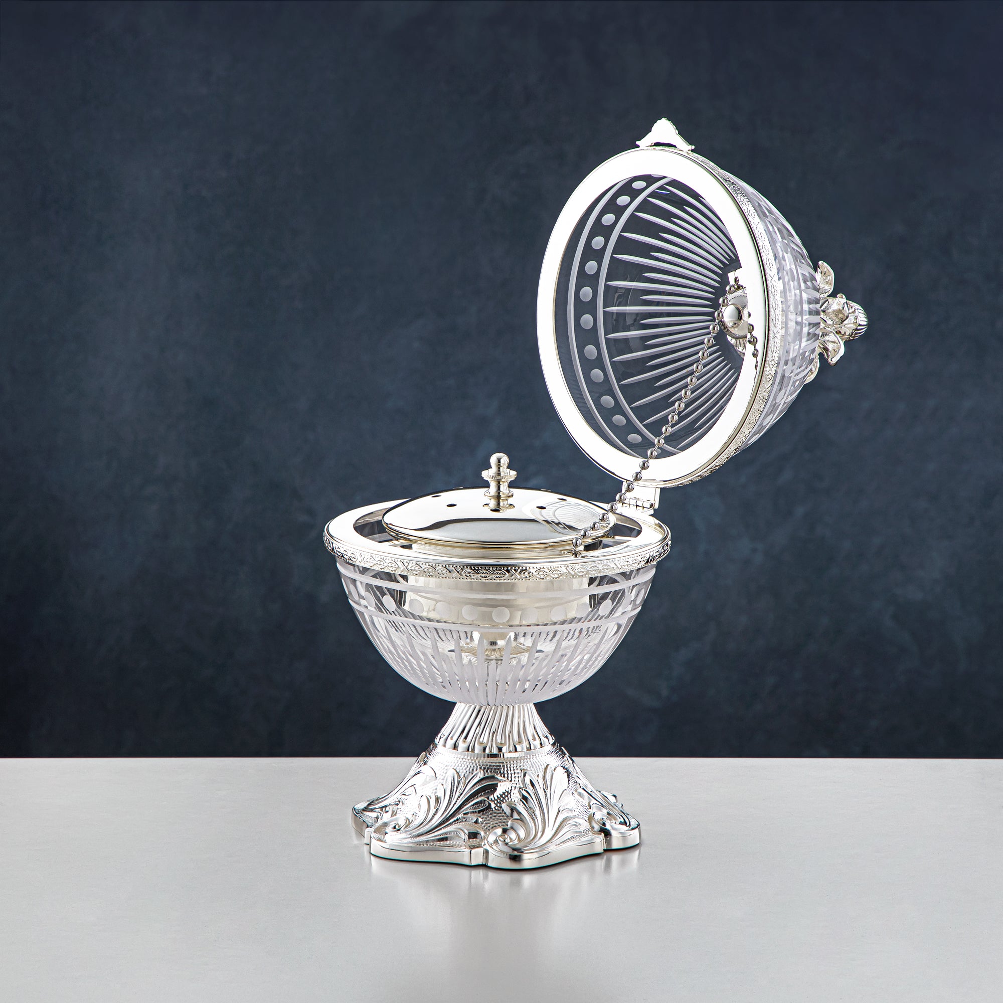 Almarjan Incense Burner & Perfume Set Silver 2 Pieces (CC20230819+CC20230911) – Elegant Serving | Ramadan & Gatherings