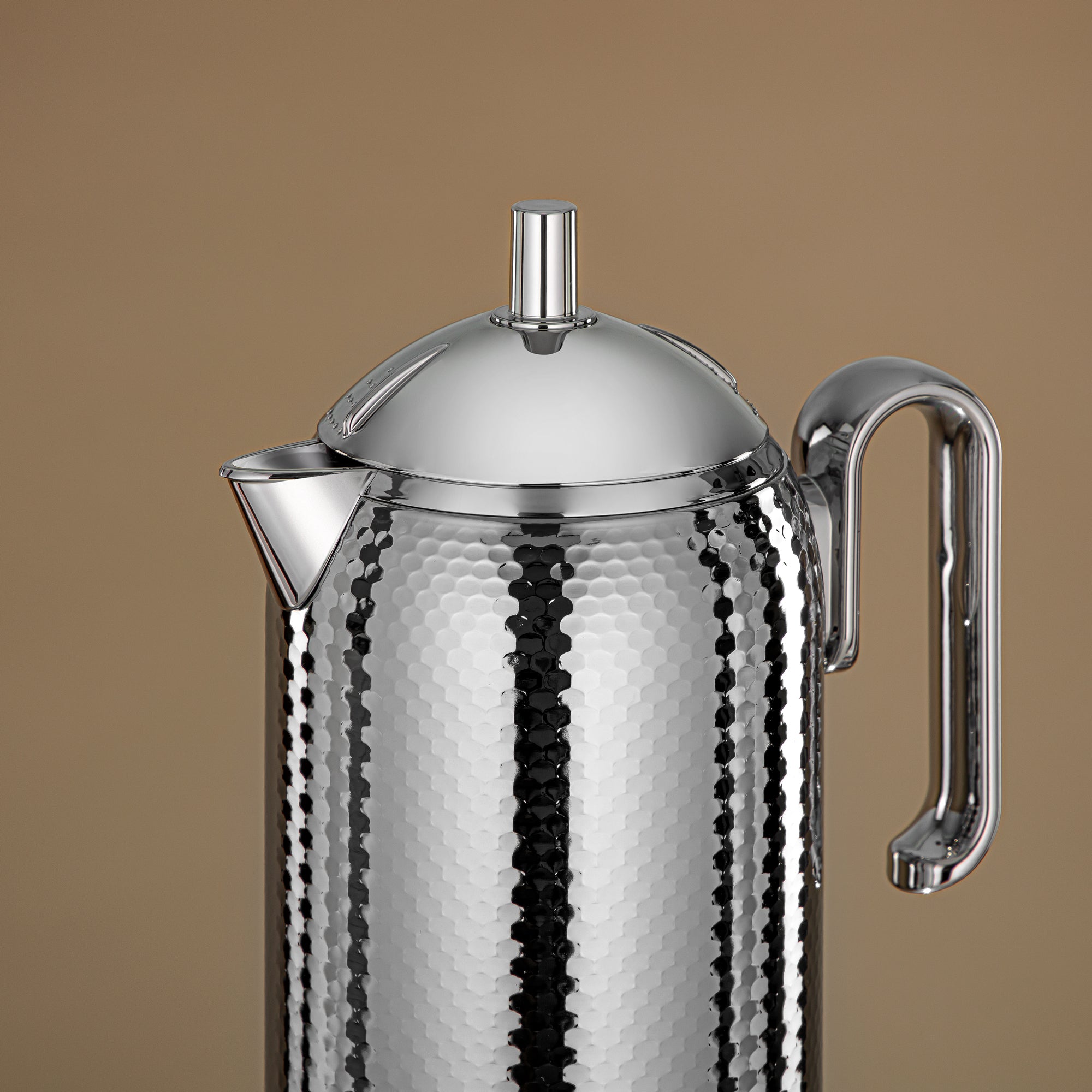 Almarjan Vacuum Flask Hammered Metal Body Glass Refill 1L (CHA-HC-100S) – Elegant Tea & Coffee Flask