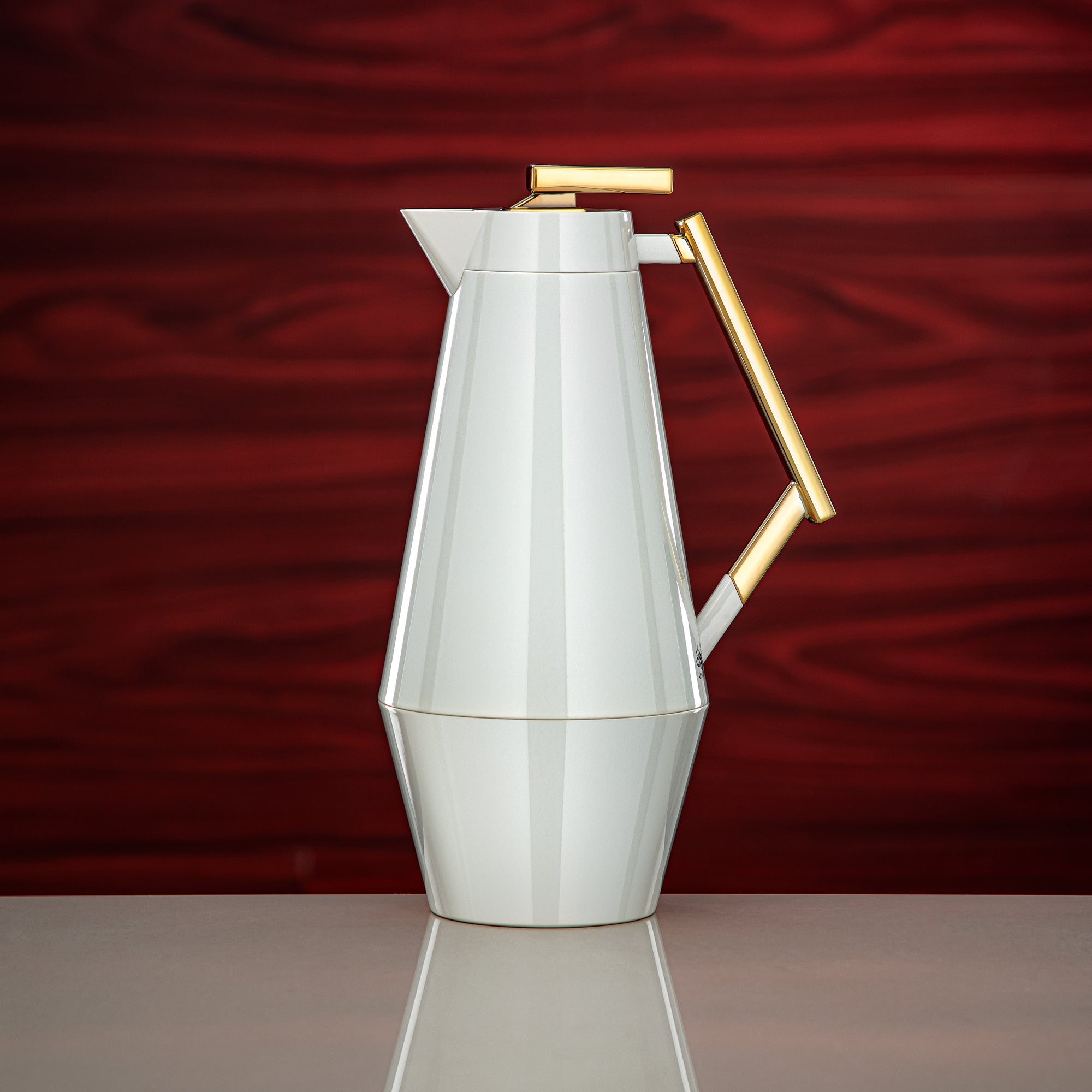 Almarjan Vacuum Flask Set 0.7L & 1L Pearl White & Gold