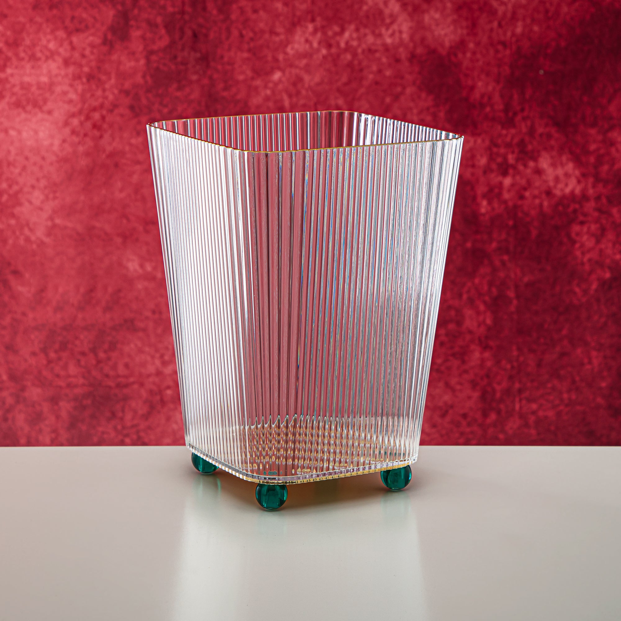 Almarjan 2 Pieces Acrylic Dustbin & Tissue Box Set - FB01/02 DG/G