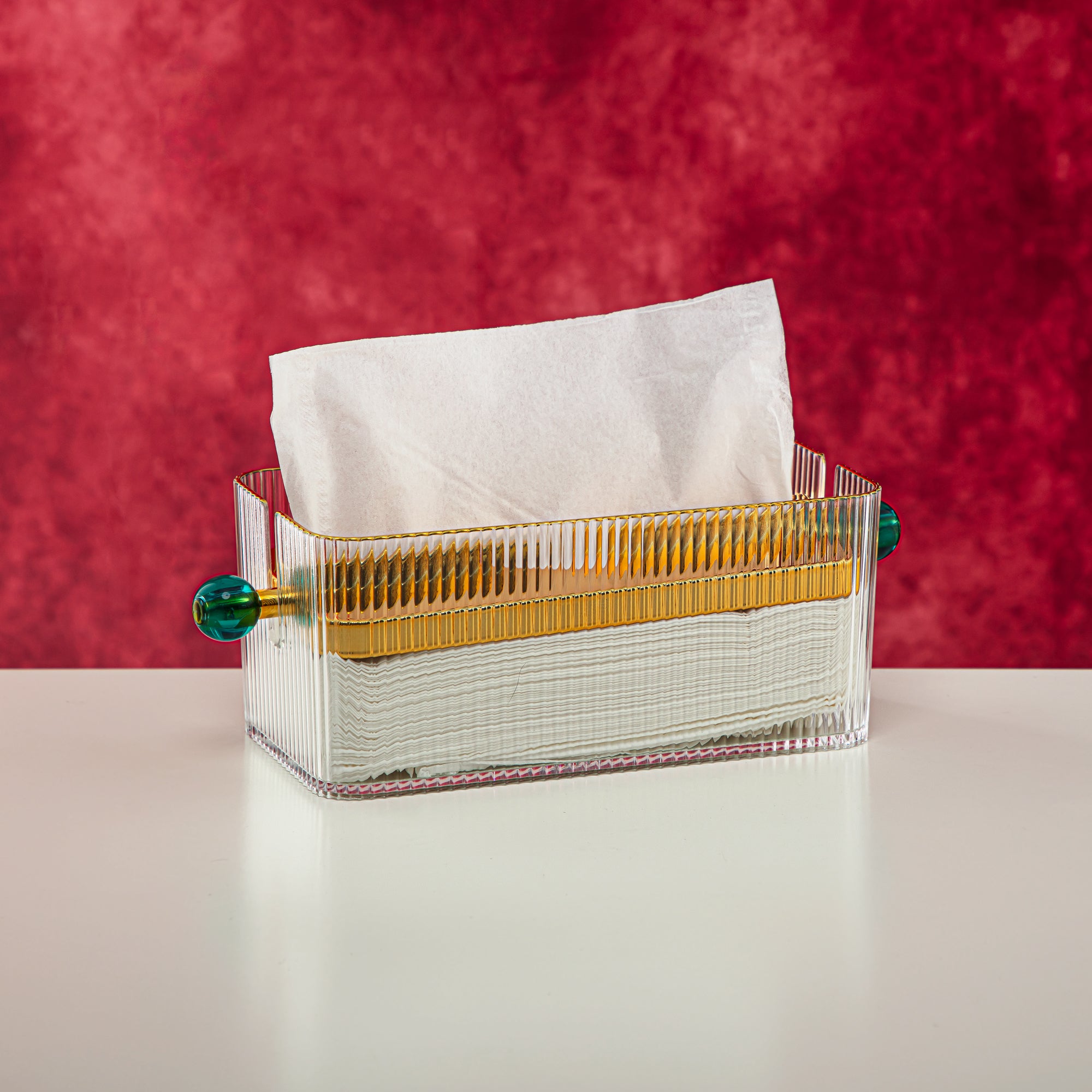 Almarjan 2 Pieces Acrylic Dustbin & Tissue Box Set - FB01/02 DG/G