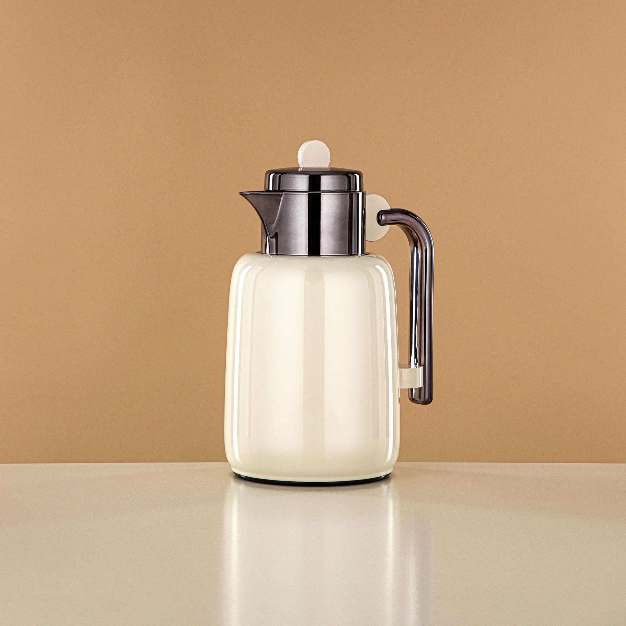 Almarjan Vacuum Flask Set - 0.7L + 1L, Ivory & Gun Black (FG808-070/100 IV/GBL) - For Serving Tea & Coffee