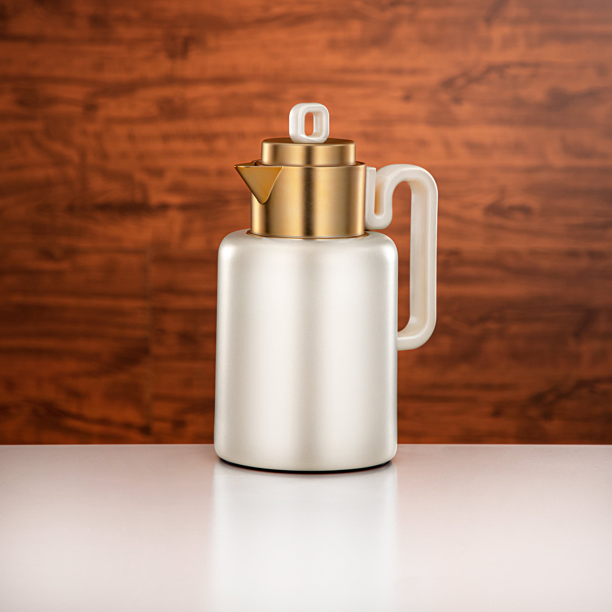 Almarjan Vacuum flask Set 0.5 liter + 1 liter matt pearl white & matt gold (FG815-050/100 MPW/MG)