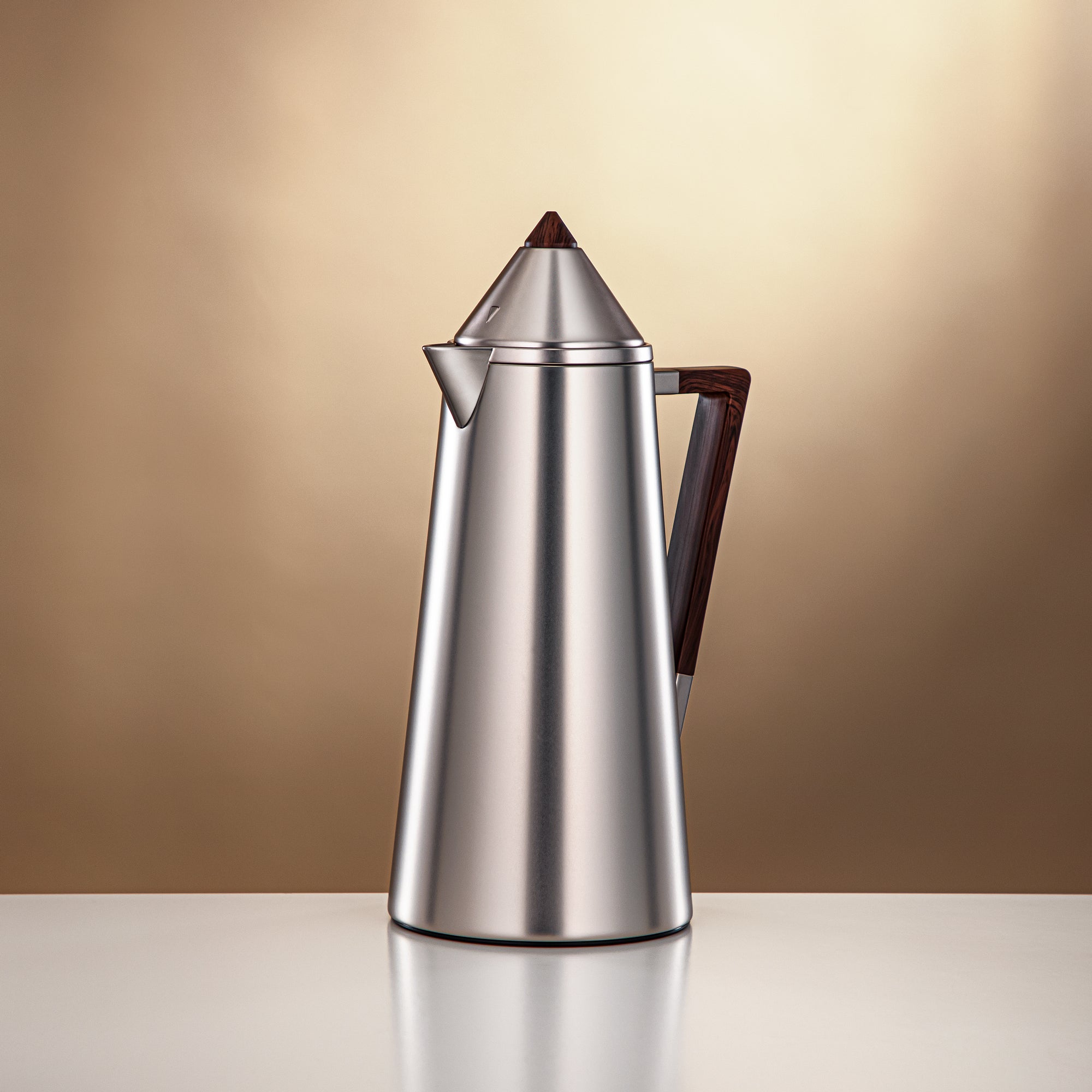 Almarjan Vacuum flask 0.7L + 1.0L Matt nickle & wood (FG818-070/100 MNI/DW)