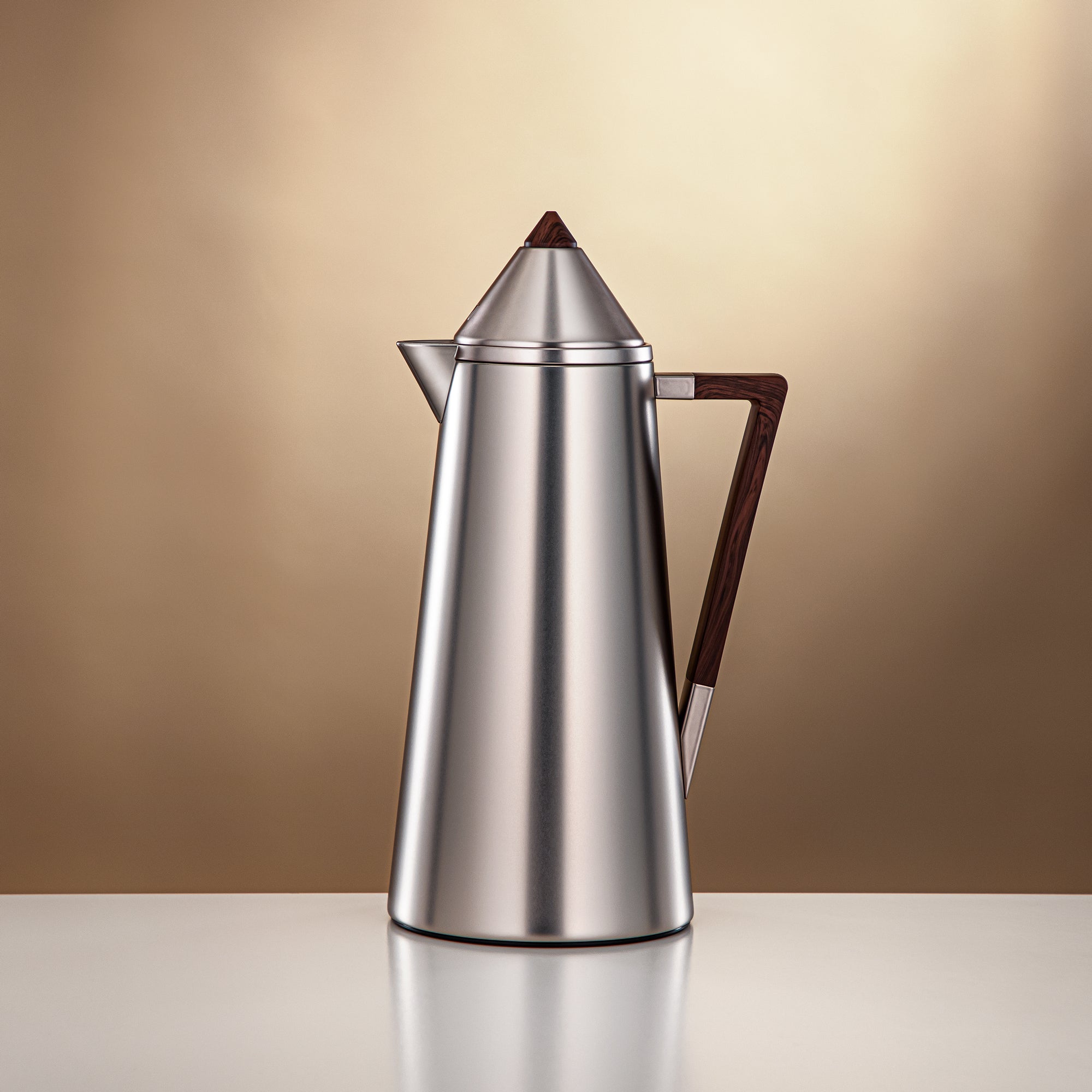 Almarjan Vacuum flask 0.7L + 1.0L Matt nickle & wood (FG818-070/100 MNI/DW)