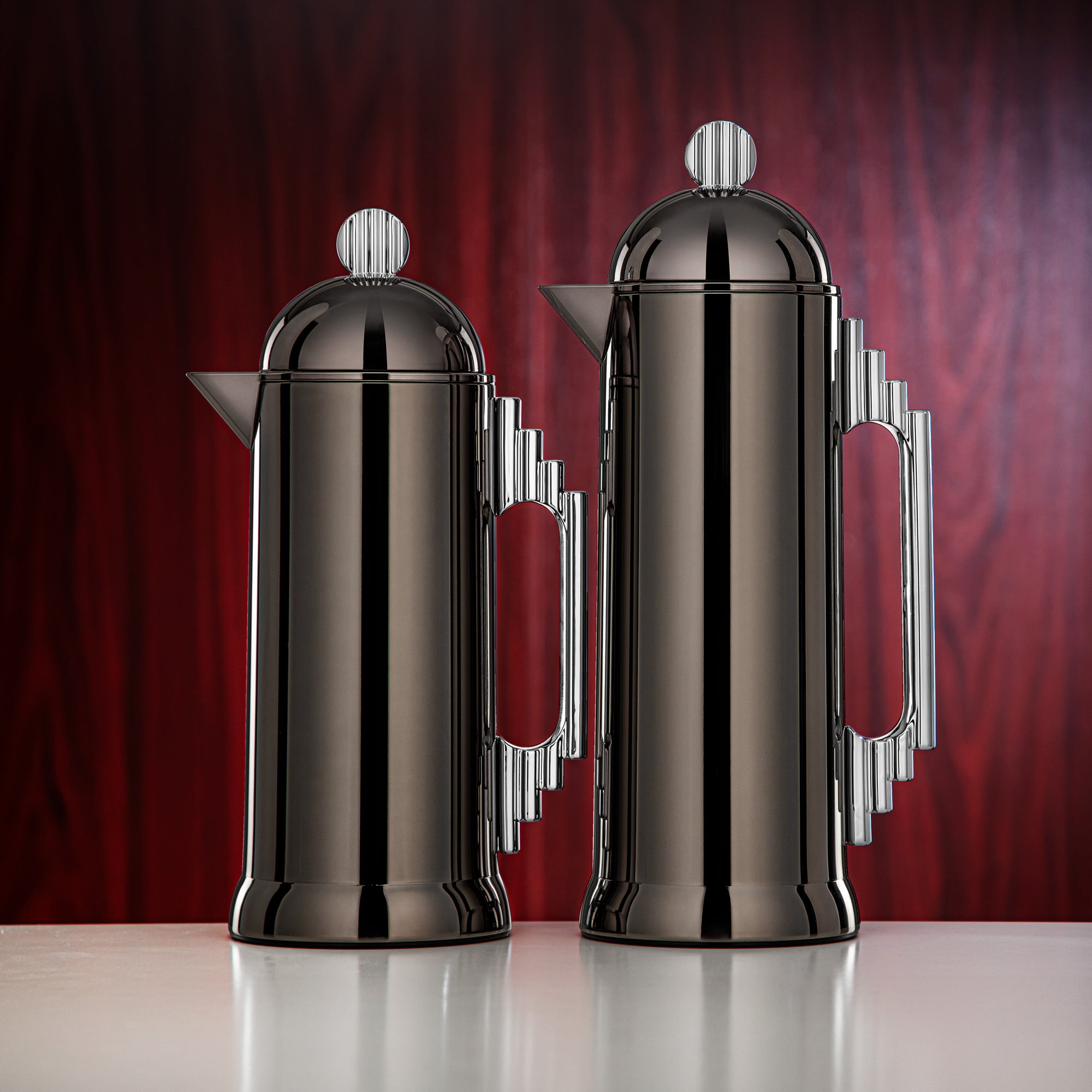 Almarjan Vacuum Flask Set 0.7L & 1L Gun Black & Silver