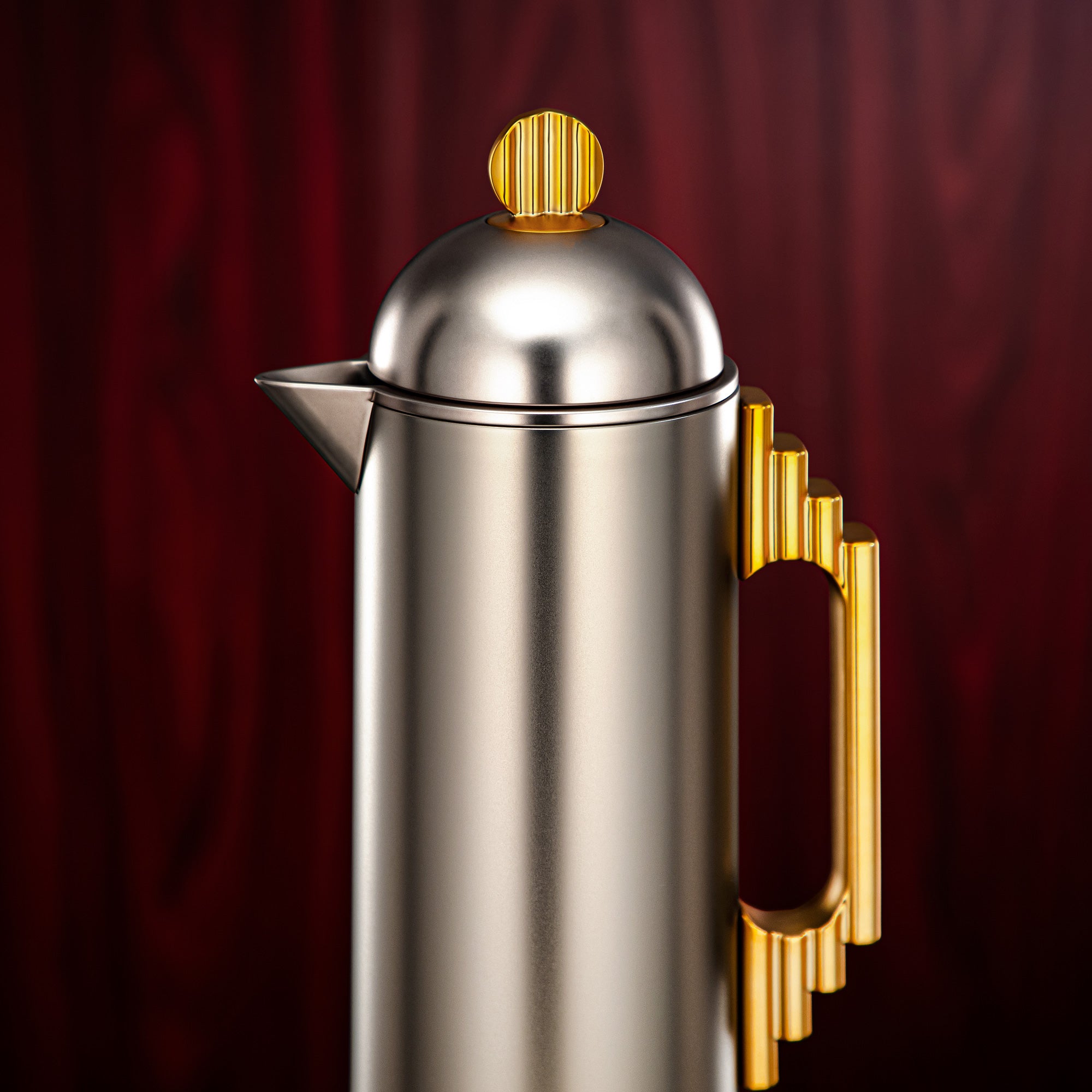 Almarjan Vacuum Flask Set 0.7L & 1L Matte Nickel & Matt Gold