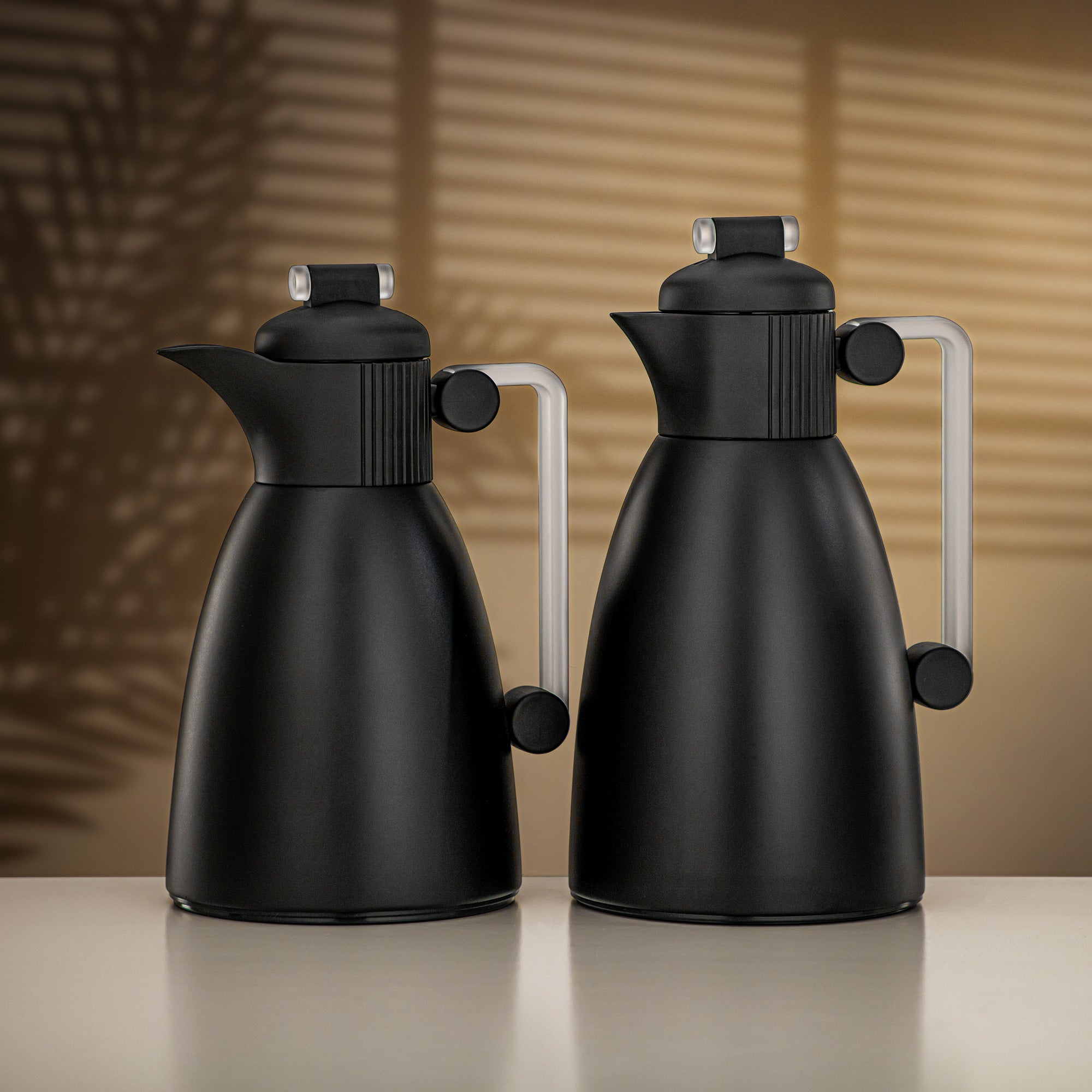 Almarjan Vacuum Flask Set 0.7L & 1L Matt Black & Frost