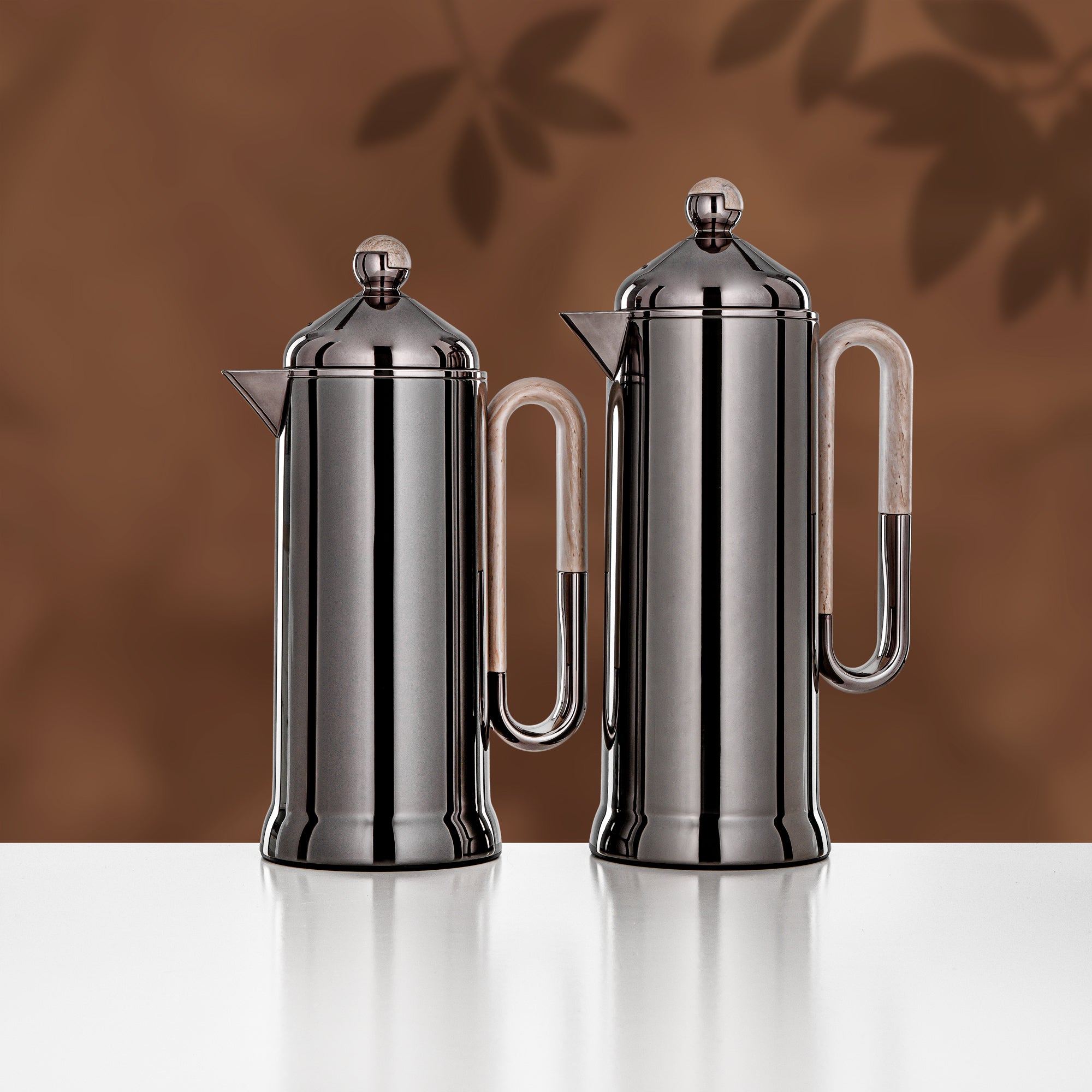 Almarjan 2 Pieces Vacuum Flask Set, Gun Black & Travertine Marble