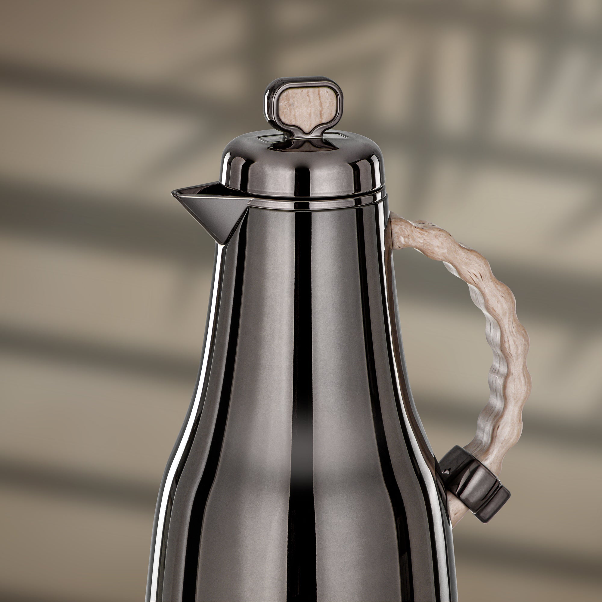 Almarjan 2 Pieces Vacuum Flask Set, Gun Black & Travertine Marble