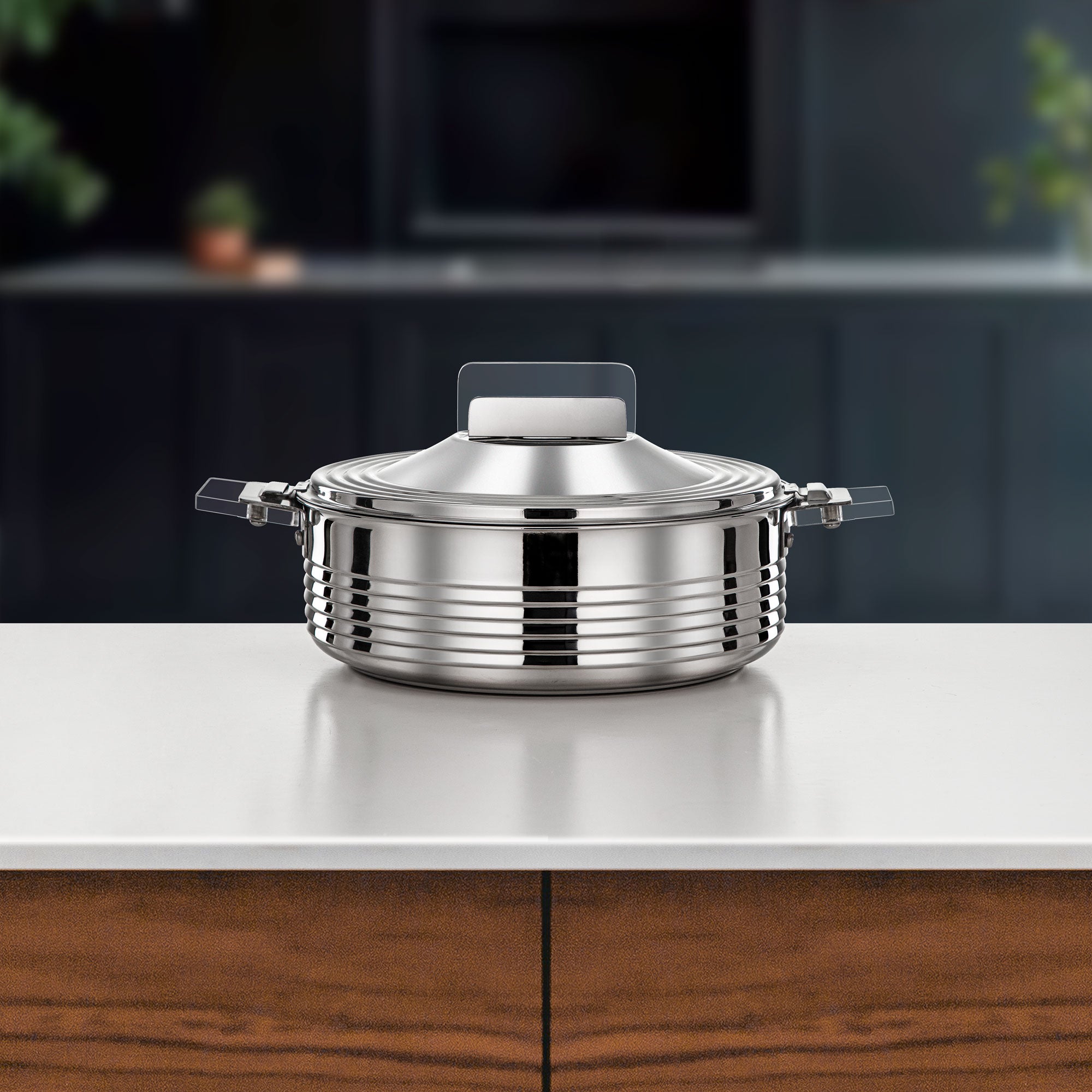 طقم حرارات المرجان مهرة من ٤ قطع ستانلس ستيل فضي (H25P3)