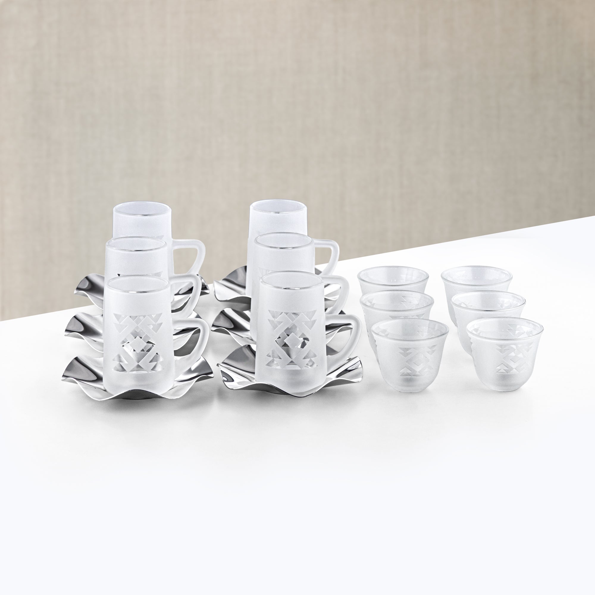 Almarjan Vacuum Flask & Tea Set 0.7L & 1L Silver