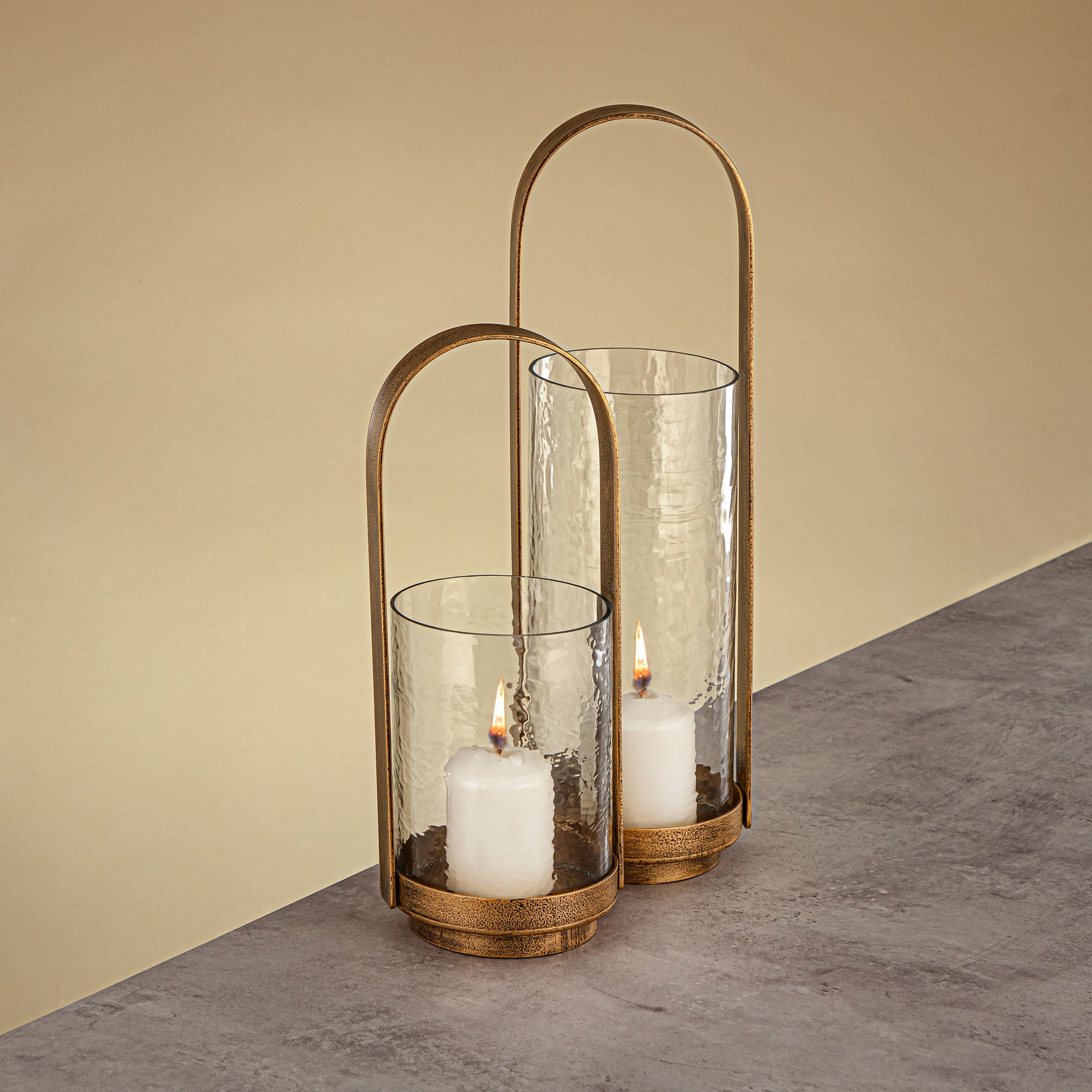 Almarjan Hurricane Lantern 42cm Antique Gold