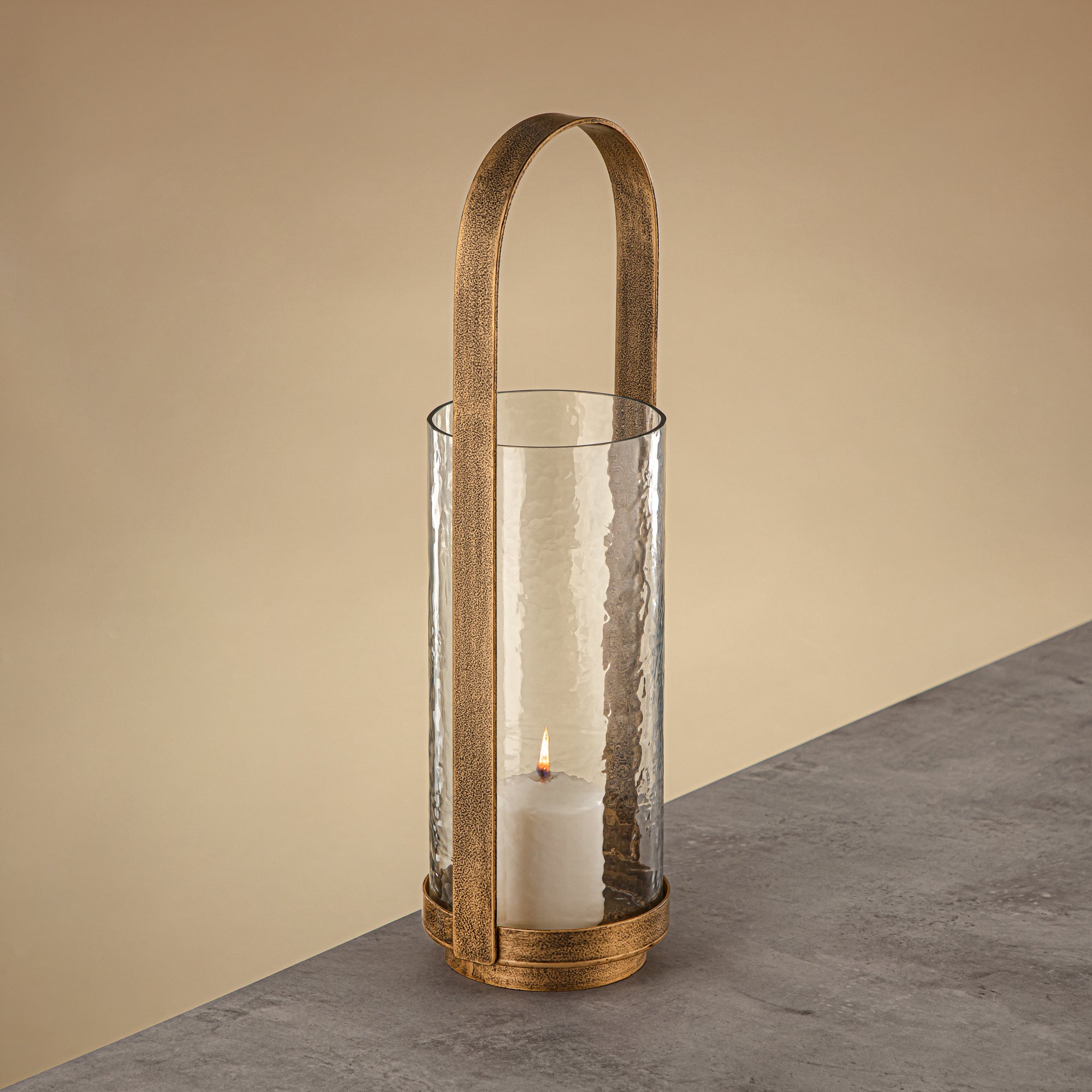 Almarjan Hurricane Lantern 42cm Antique Gold