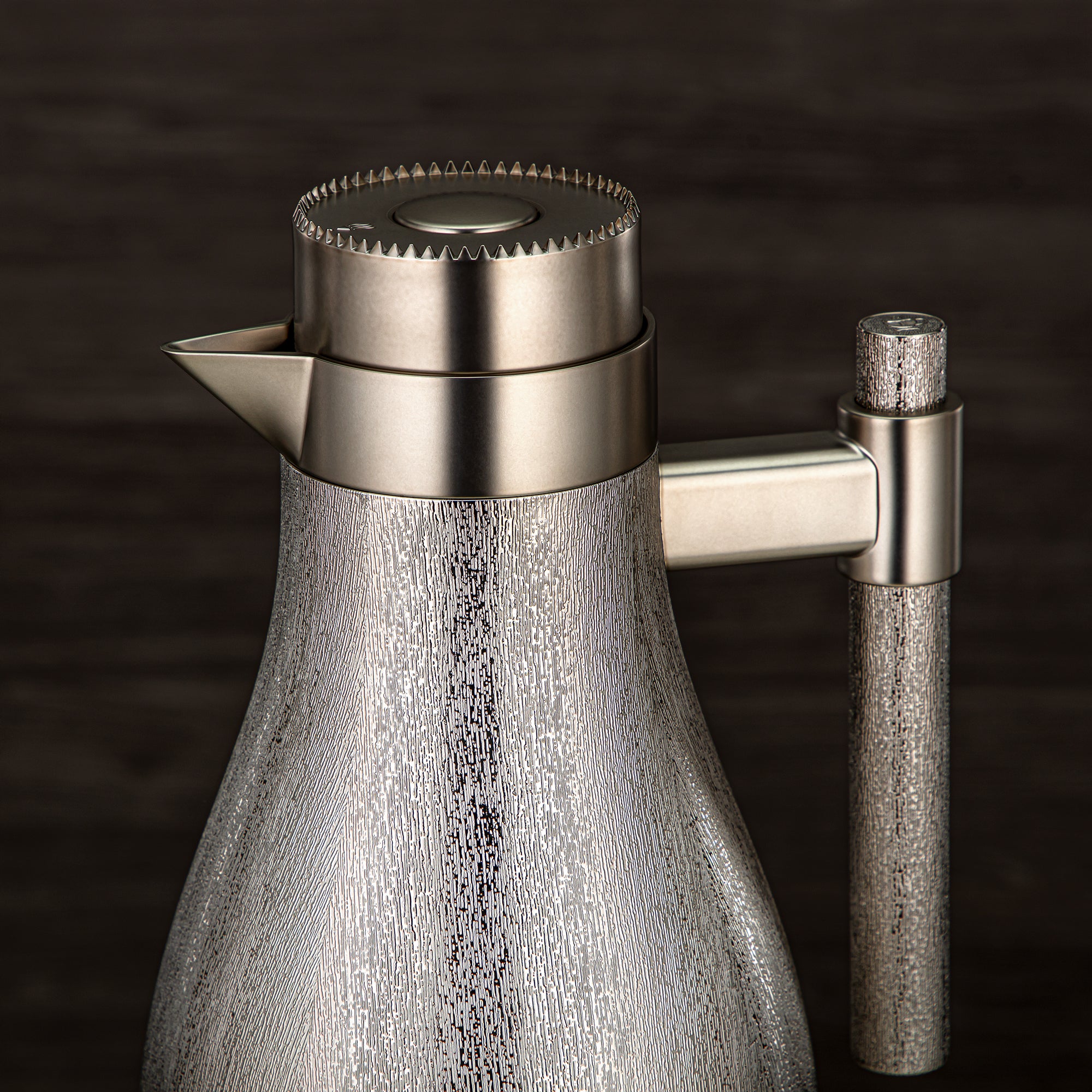 Almarjan Vacuum Flask Set ABS Push Button 1L + 1L Matt Nickel (GOK-N-MN-MN) - Elegant Serving