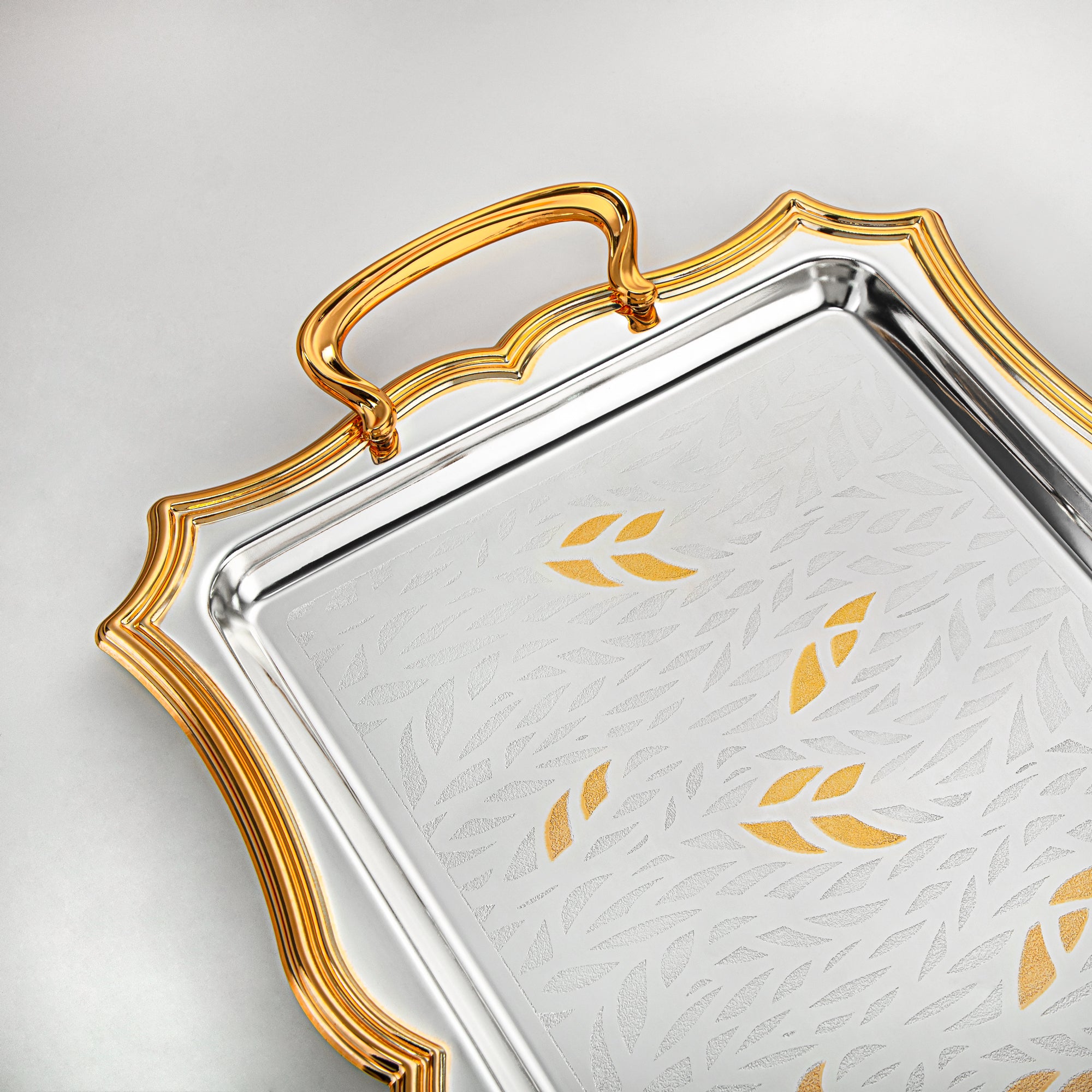 Almarjan 3 Pieces Serving Tray Set Silver & Gold - HT2411005