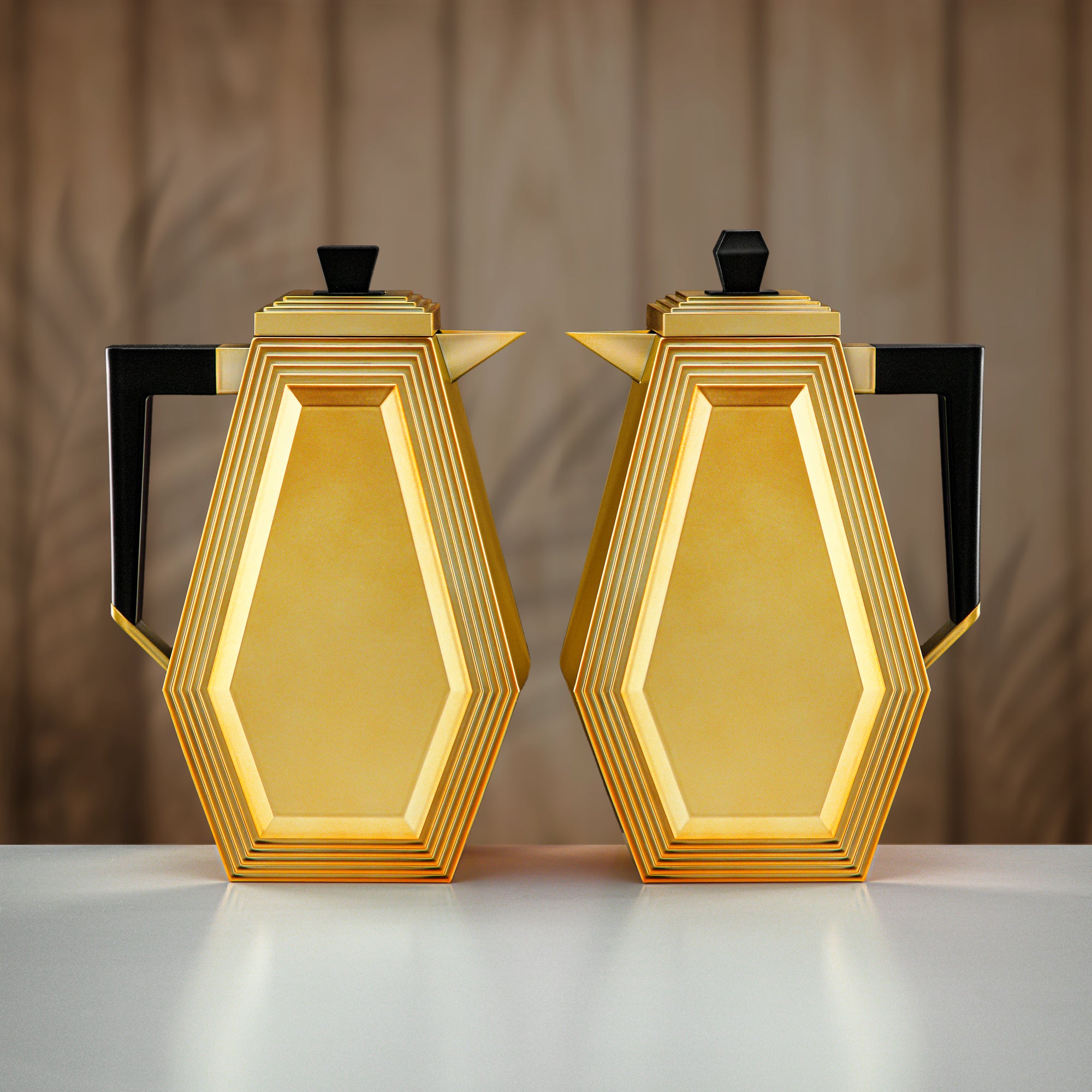 Almarjan Vacuum Flask Set 0.7L + 0.7L Matt Gold & Matt Black