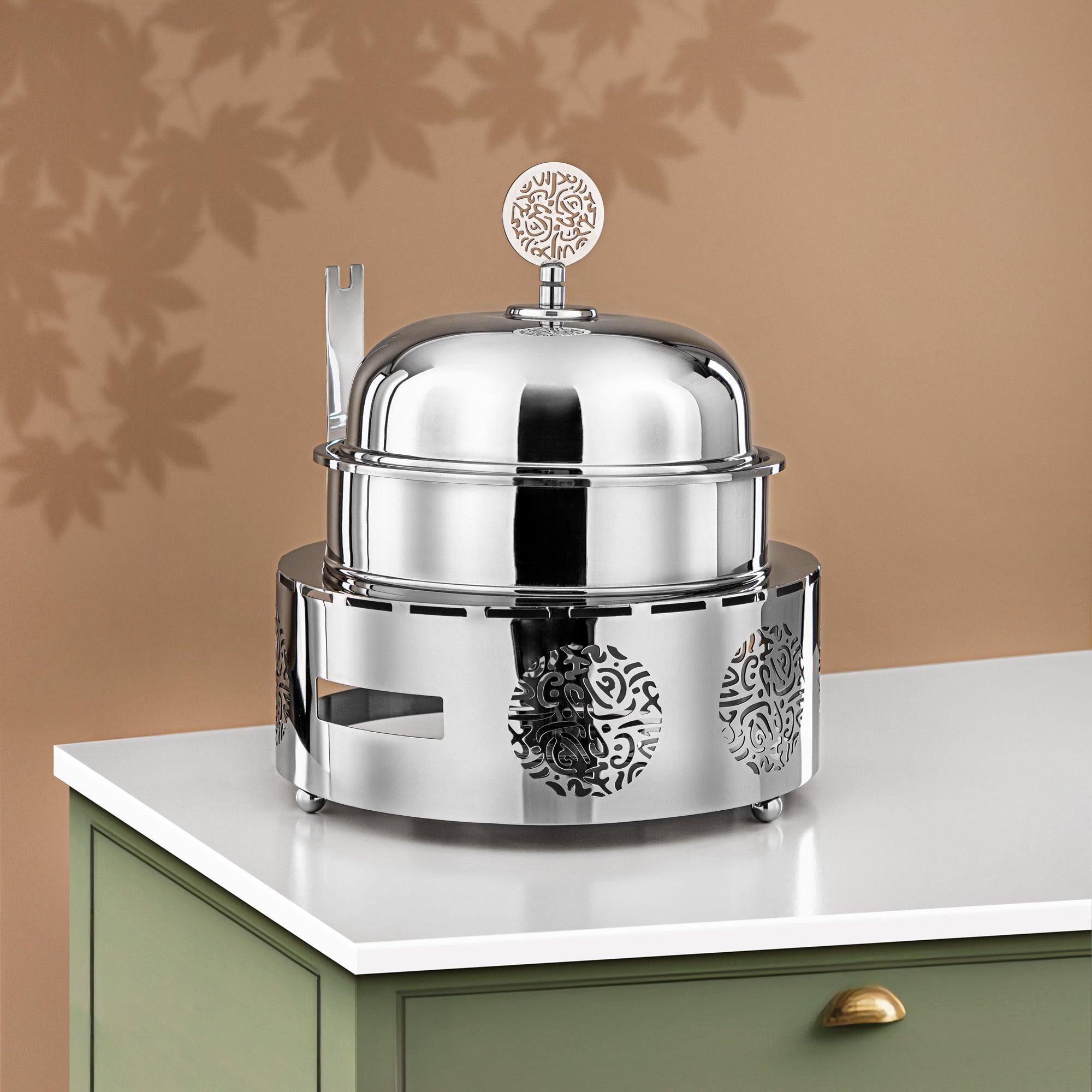 Almarjan Chafing Dish Stainless Steel 3L Silver (MD-3014B) - Stylish Serveware