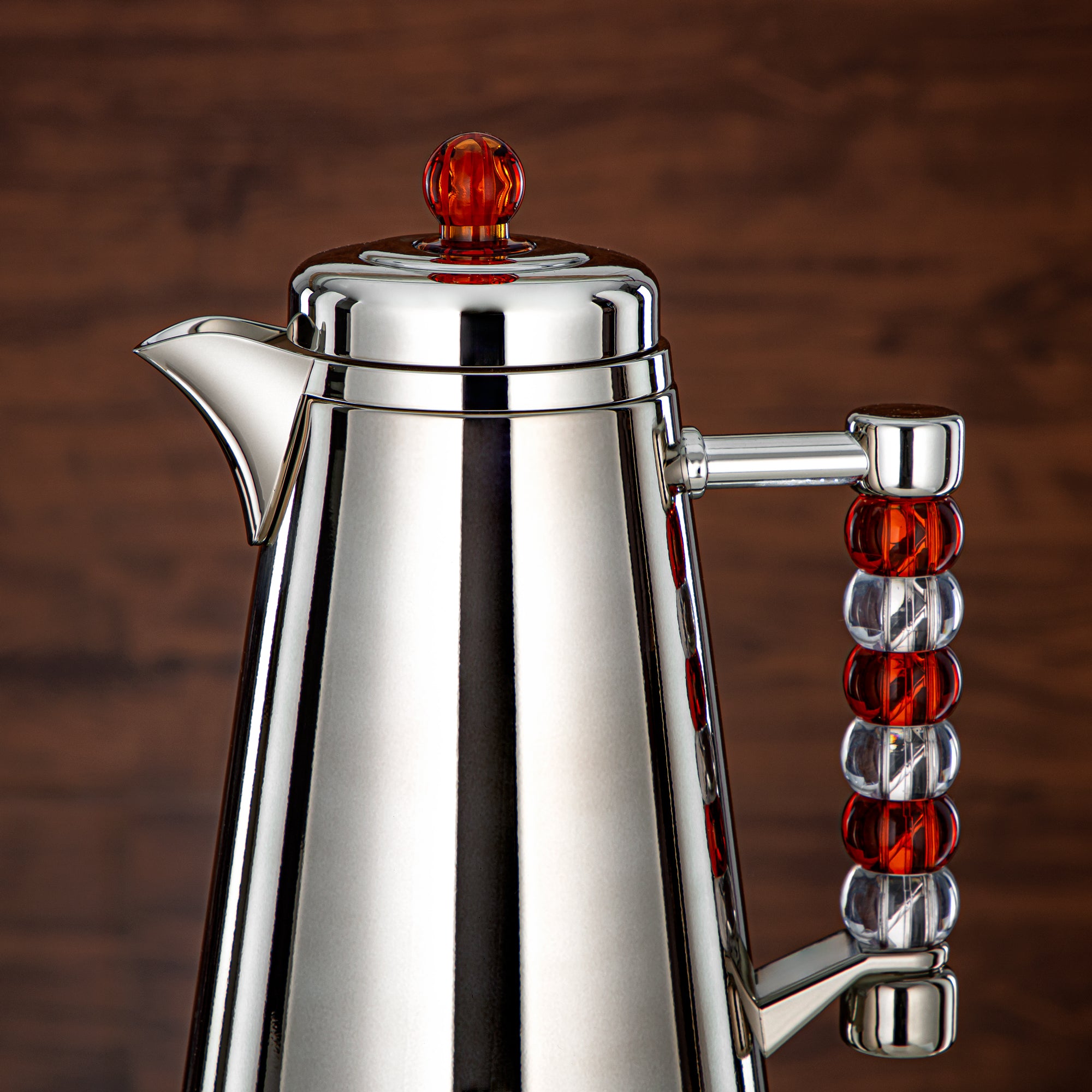 Almarjan Vacuum Flask Set Push Button 1L + 1L Silver & Transparent Red (SJ42-SCA) - Tea & Coffee Flask