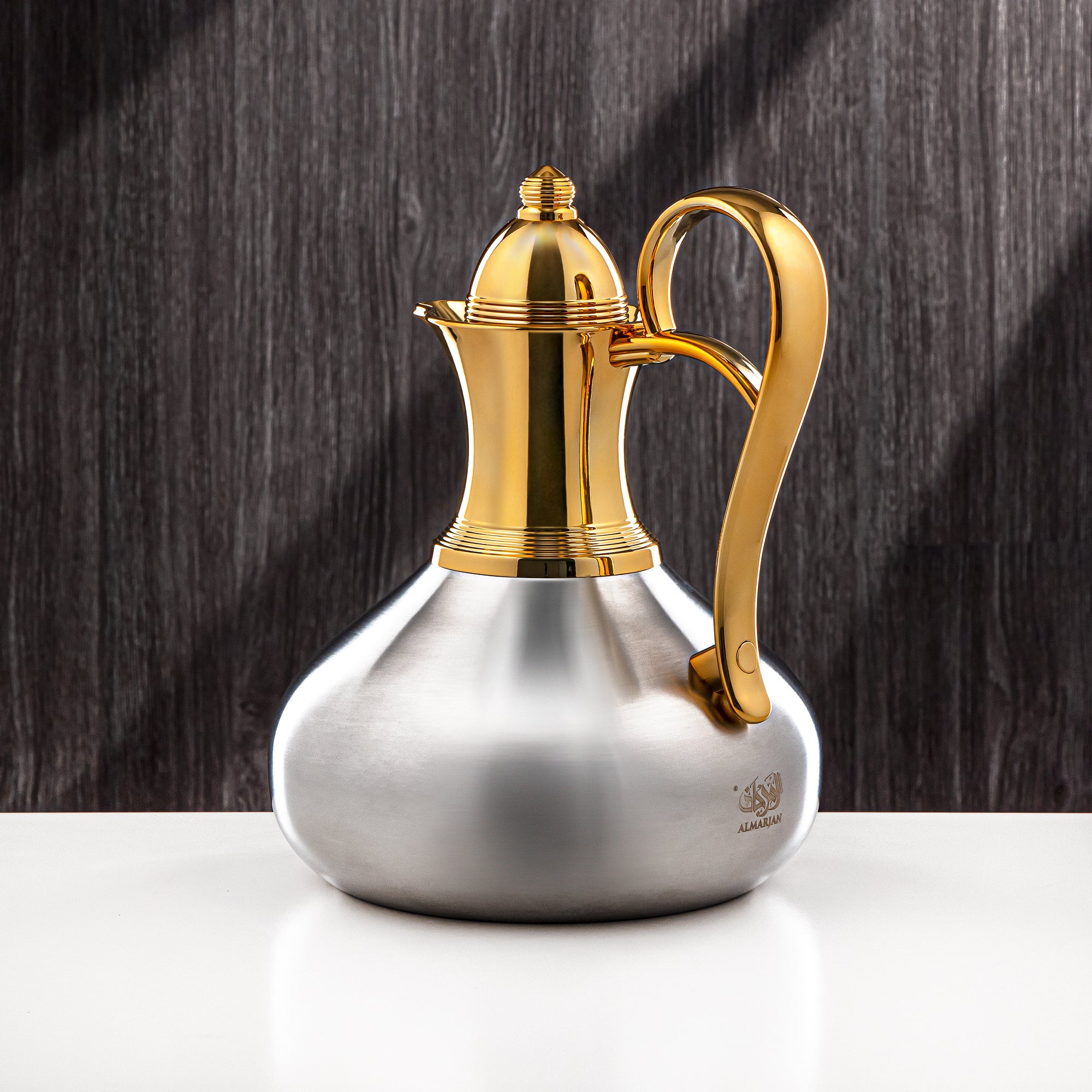 Almarjan 1 Liter Stainless Steel Vacuum Flask Gold & Matt Silver - SS-Queen-10T G/M