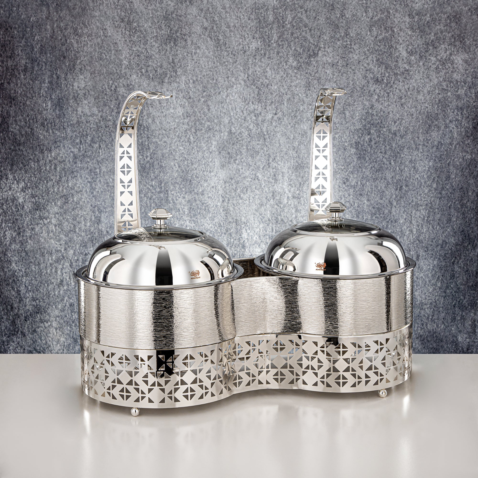 Almarjan 3000 ML + 3000 ML Double Chafing Dish Silver - STS0013348