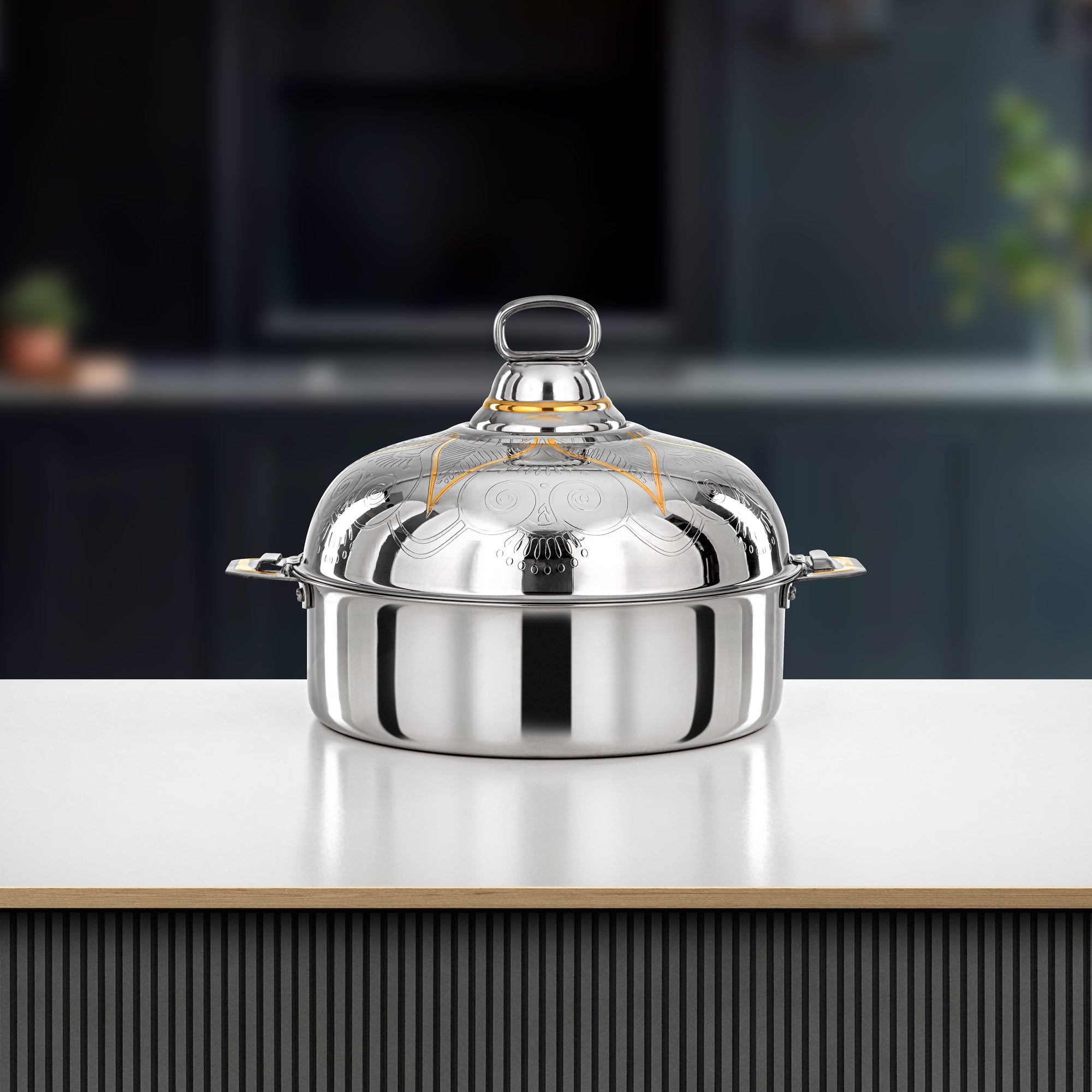 Almarjan Diwan Hot Pot 30cm Silver & Gold