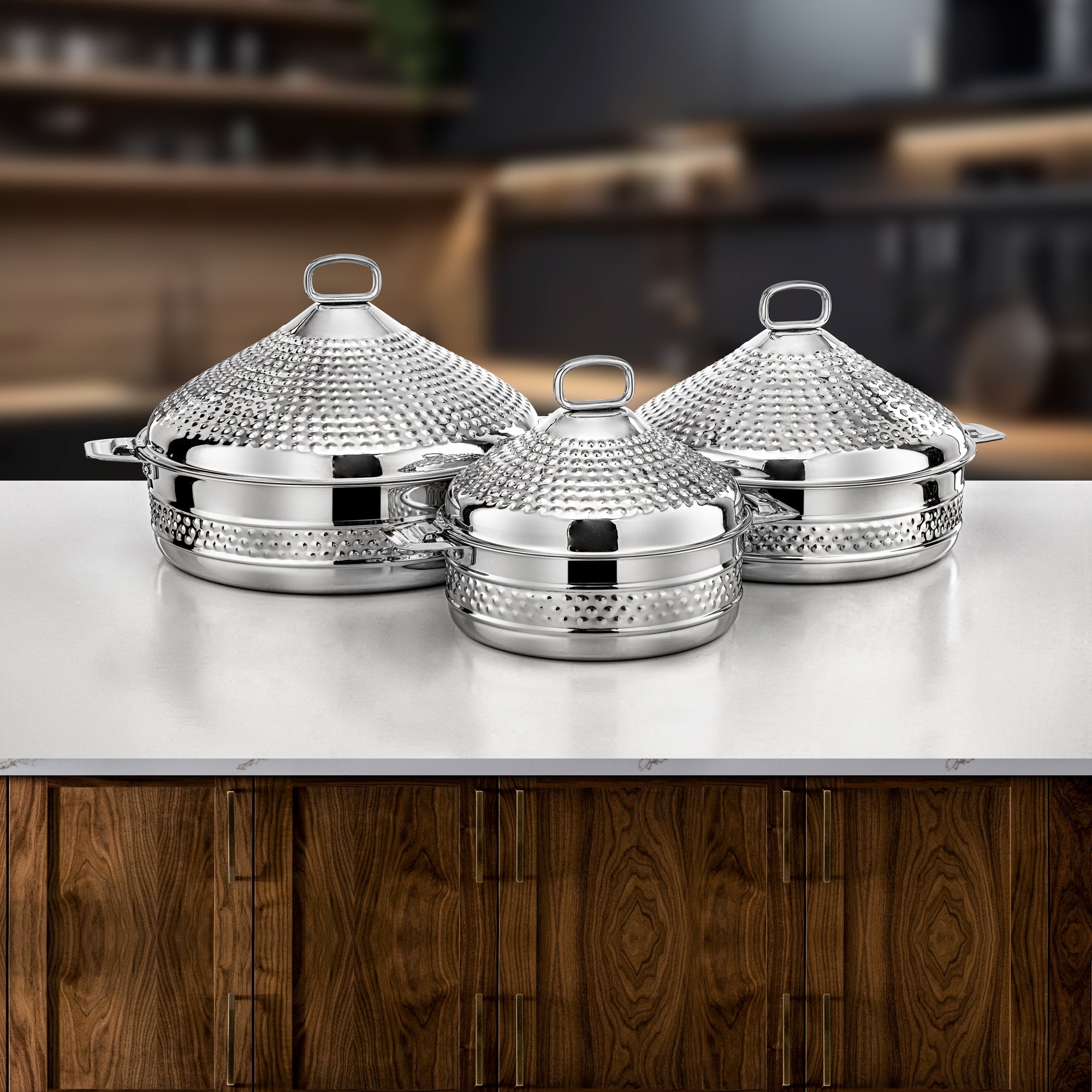 Almarjan Hot Pot Stainless Steel Silver Set of 3 – Abeer Collection