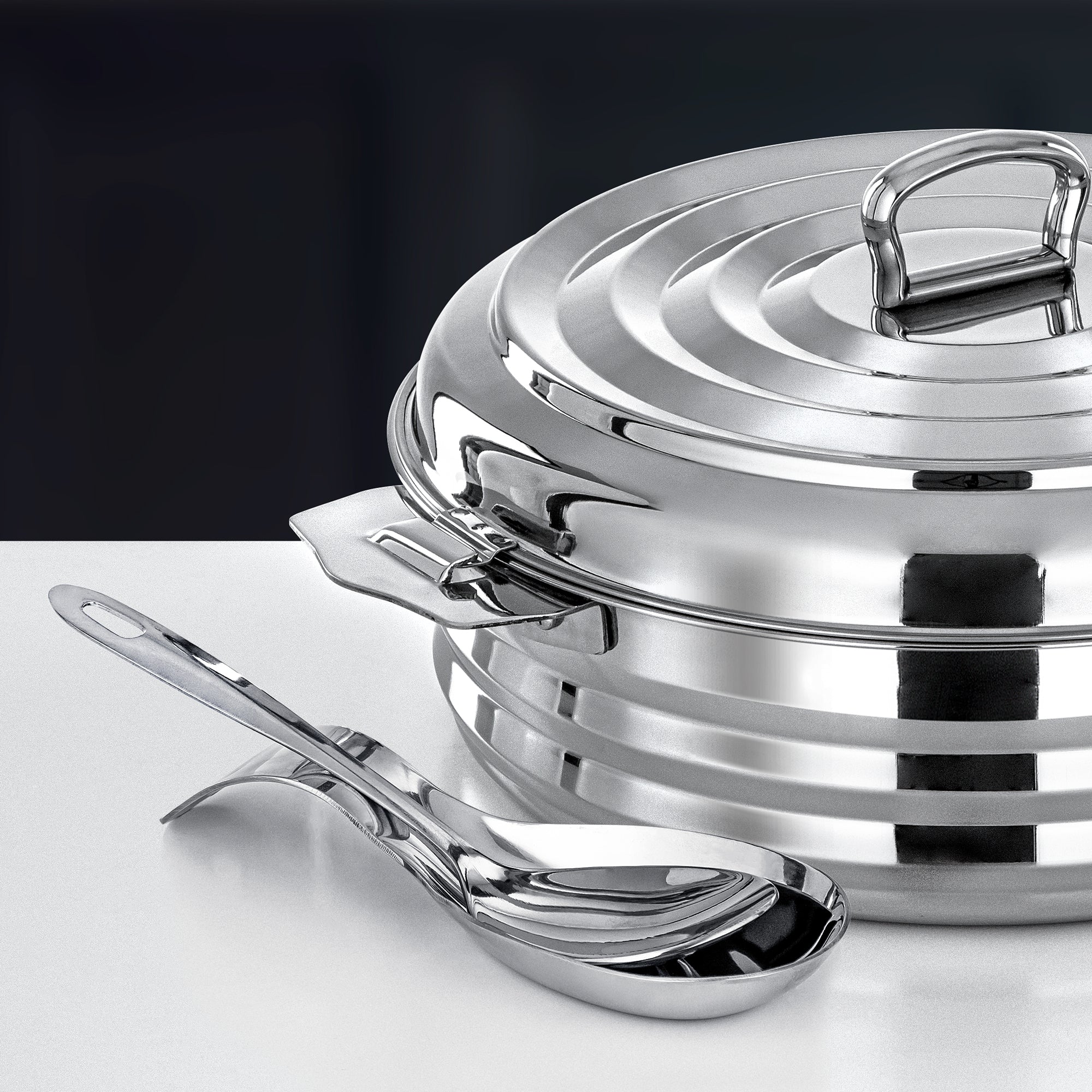 Almarjan Hanan Hot Pot 30 cm Silver With Spoon