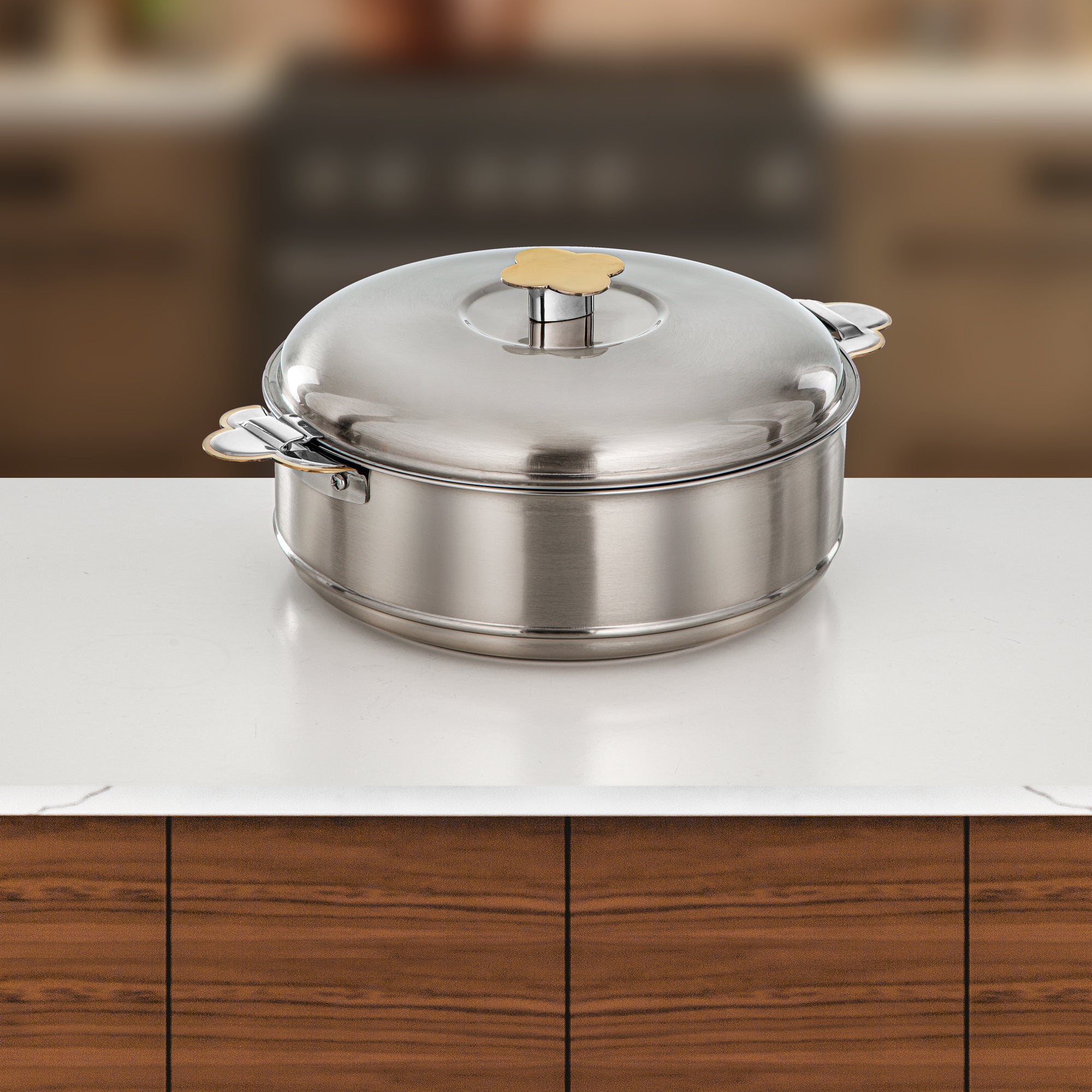 Almarjan Vida Hot Pot Set 3 Pieces 2.5L, 3.5L & 5L Matt Silver & Gold