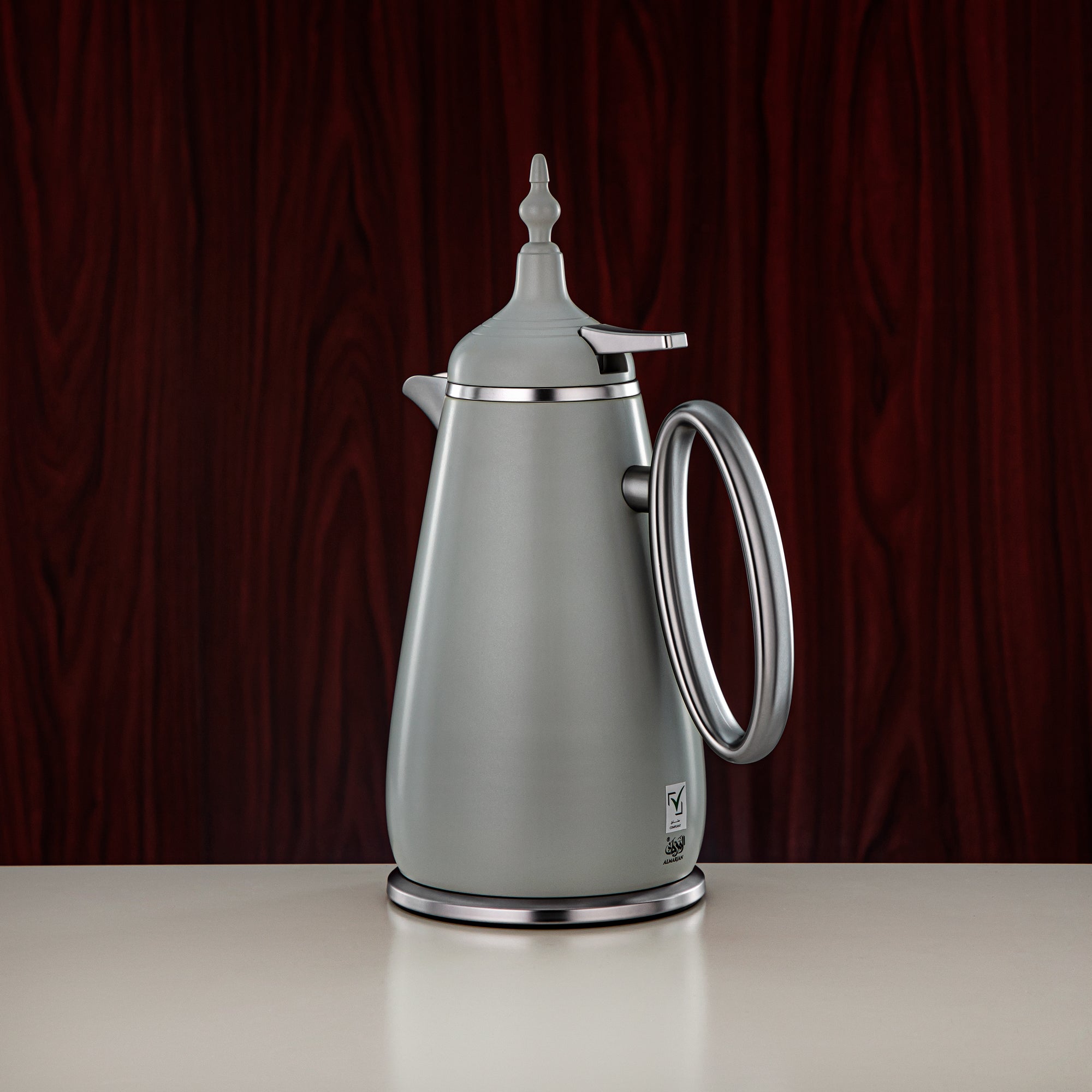 Almarjan Vacuum Flask Set Push Button ABS Matt Grey & Matt Silver 0.7L + 1L (UOP-A0700/B1000Q265YZE23) - Classic Vacuum Flask