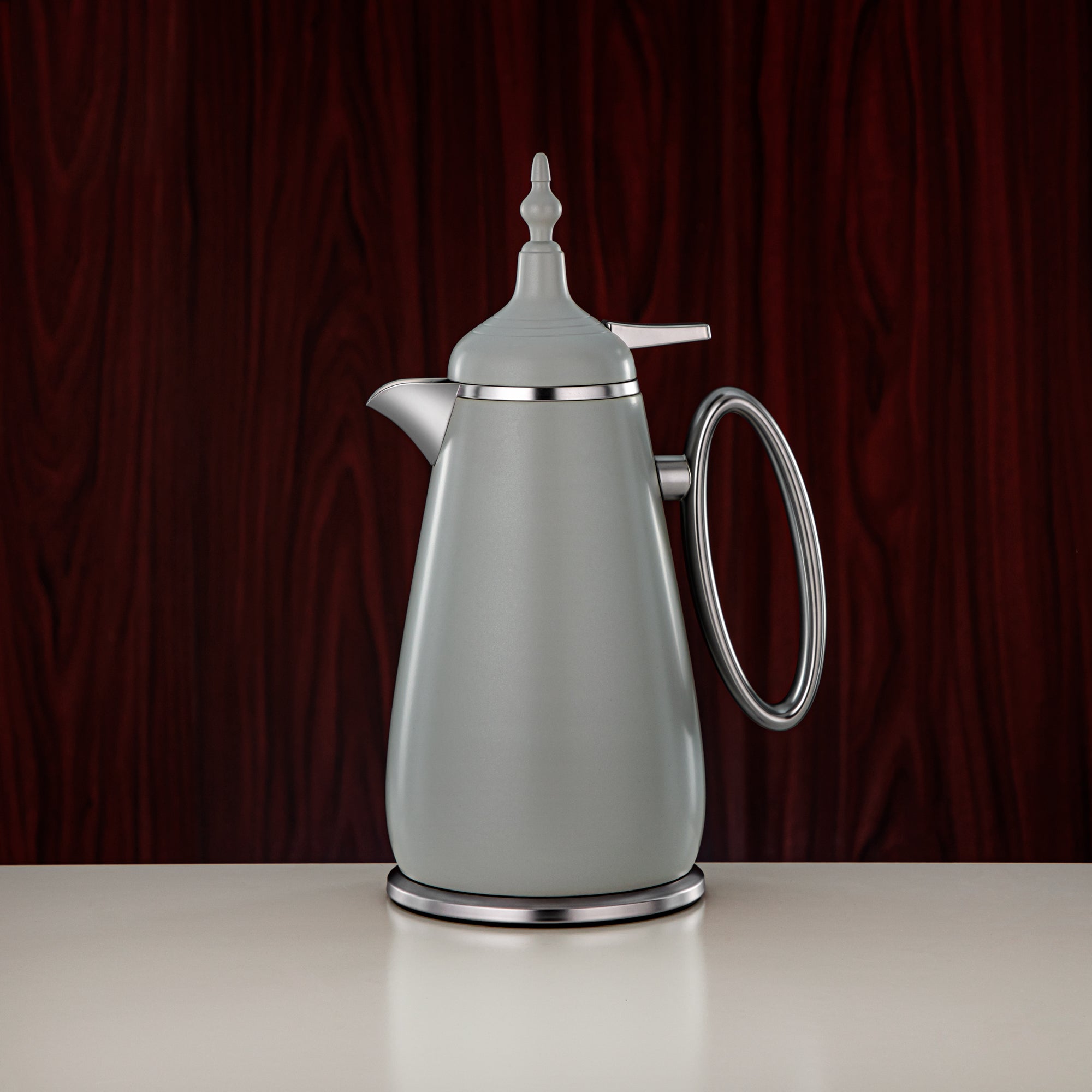 Almarjan Vacuum Flask Set Push Button ABS Matt Grey & Matt Silver 0.7L + 1L (UOP-A0700/B1000Q265YZE23) - Classic Vacuum Flask