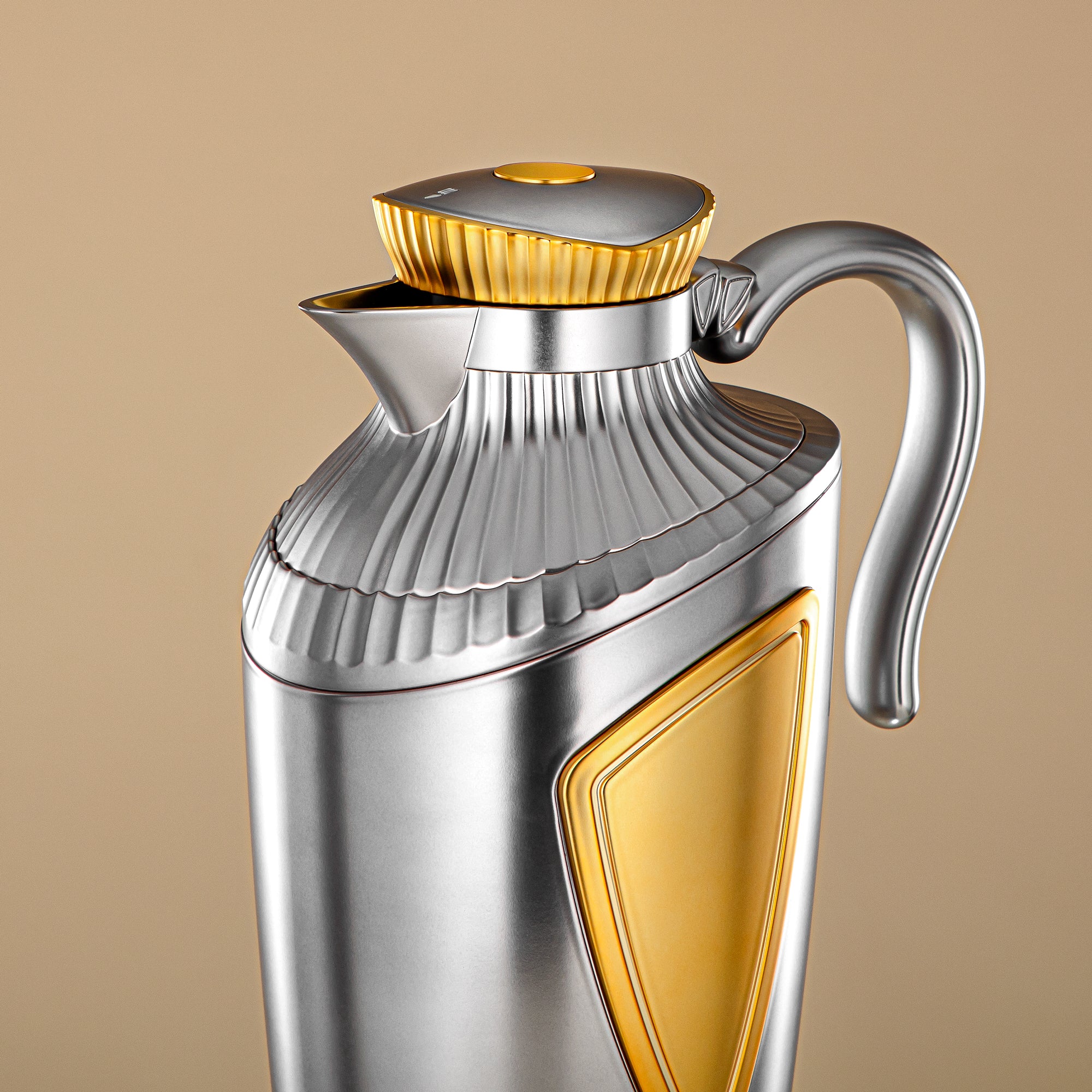 Almarjan 2 Pieces Vacuum Flask Set Matt Silver & Gold - UWP-0700/1000 E23E22