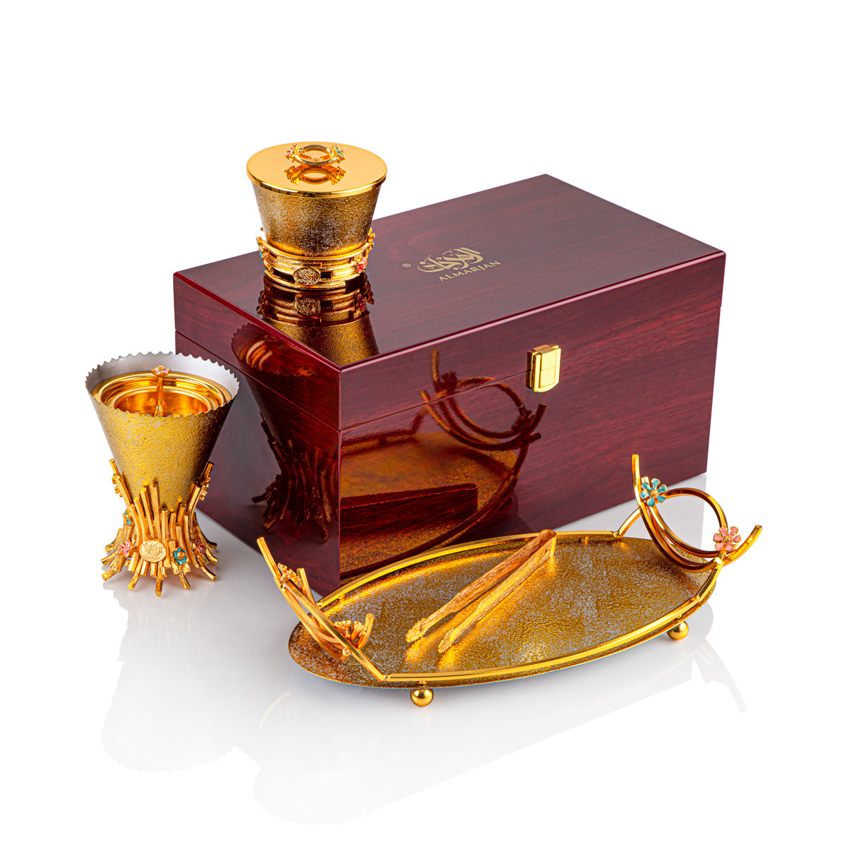 Almarjan 4 Pièces Sanabel Collection Incese Burner Set Or BKT-10M-BSG