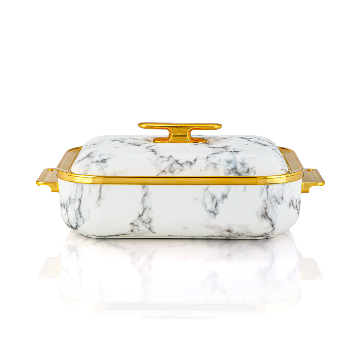 Almarjan 3 Liter Rectangle Plastic Hot Pot Marble & Gold - HP03-300 Marble Gold
