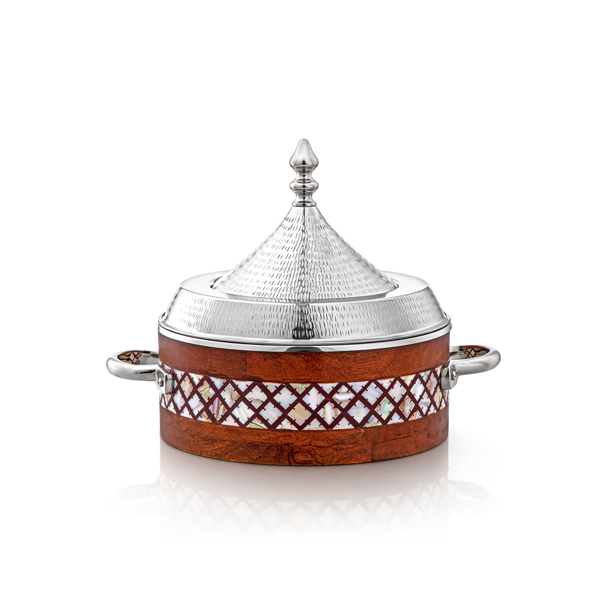 Almarjan 25 CM Stainless Steel Hot Pot Wood & Silver - MD-2928D-G