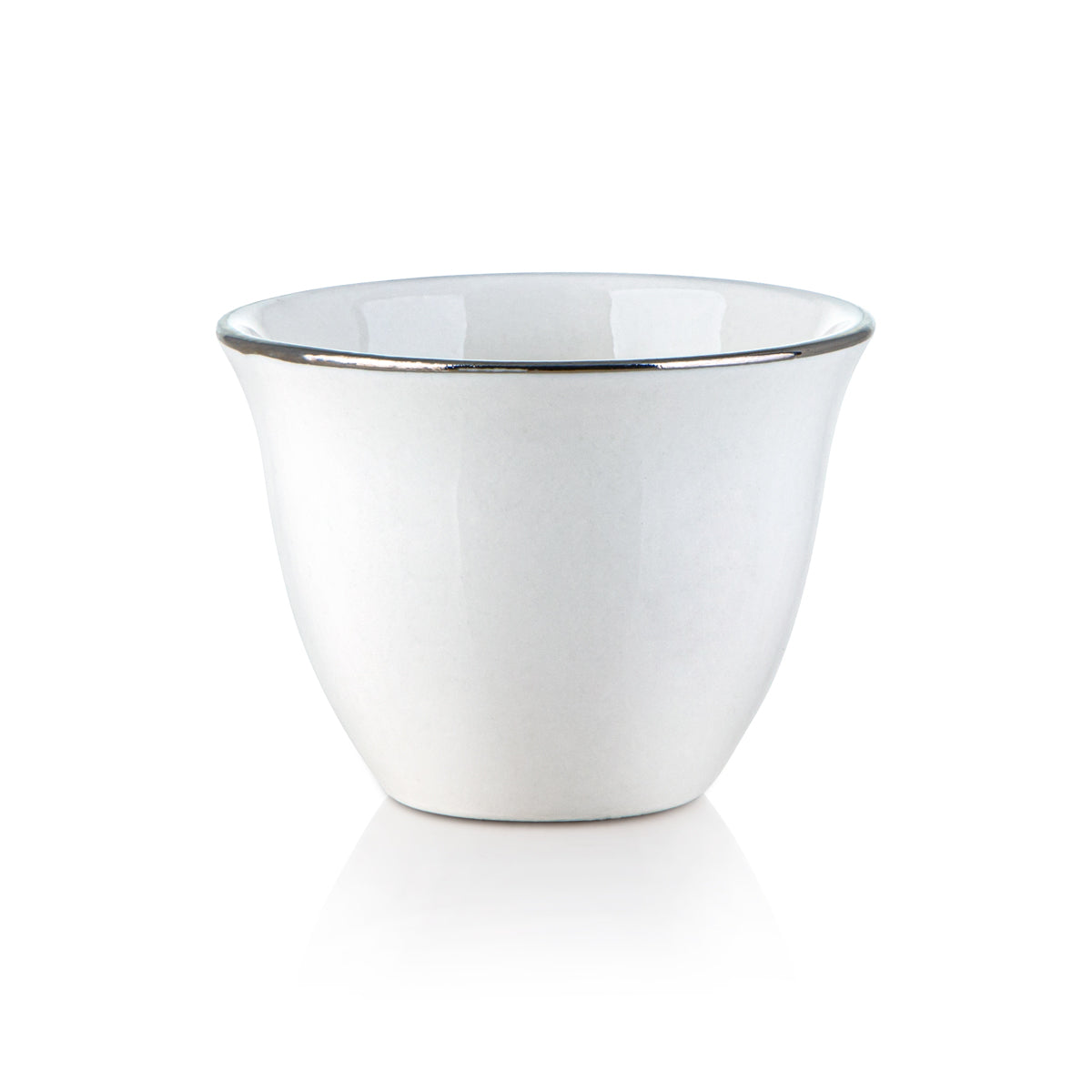Almarjan 12 Pieces Porcelain Cawa Cups With Silver Rim - PAS0010010