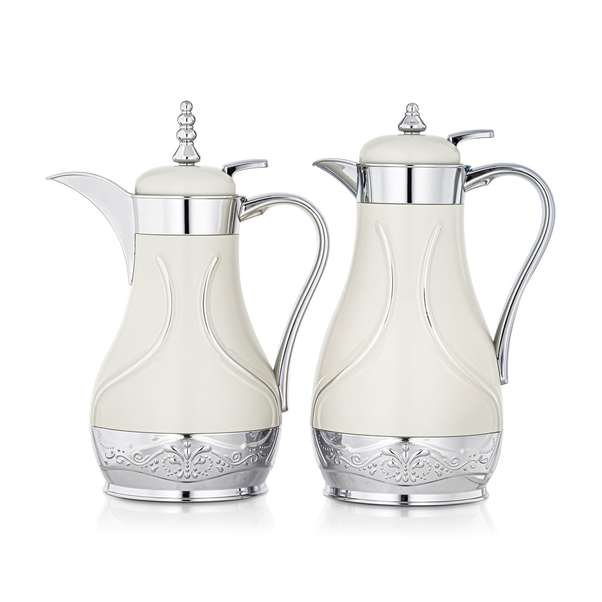 Almarjan 2 Pieces Vacuum Flask Set White & Silver - QKP-0700/1000Q330YZC-H195N