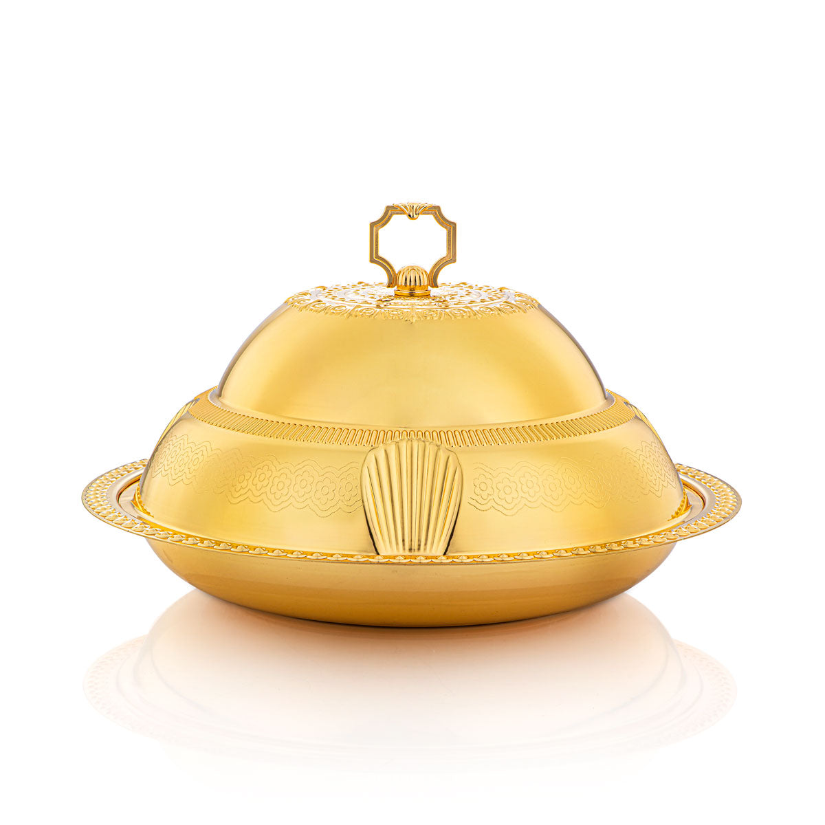 Almarjan 40 Cm Sadaf Collection Tray With Cover Gold - Rt4431l-g 