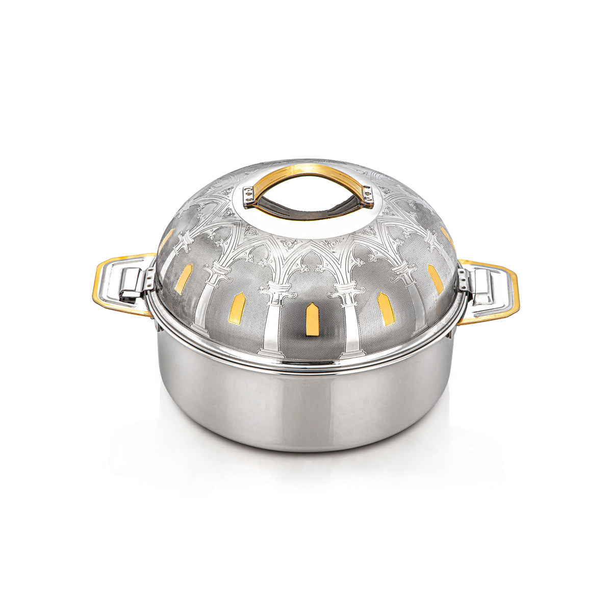 Almarjan 25 CM Qubba Collection Stainless Steel Hot Pot Silver & Gold - H22EPG8