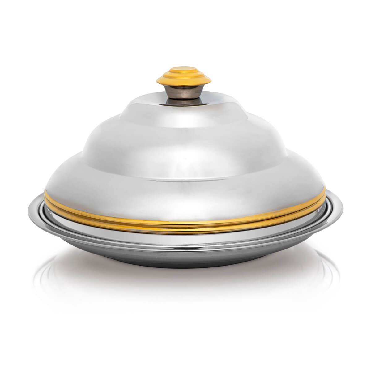 Almarjan 40 CM Orchid Collection Stainless Steel Koozy Tray Silver & Gold - H21PG1