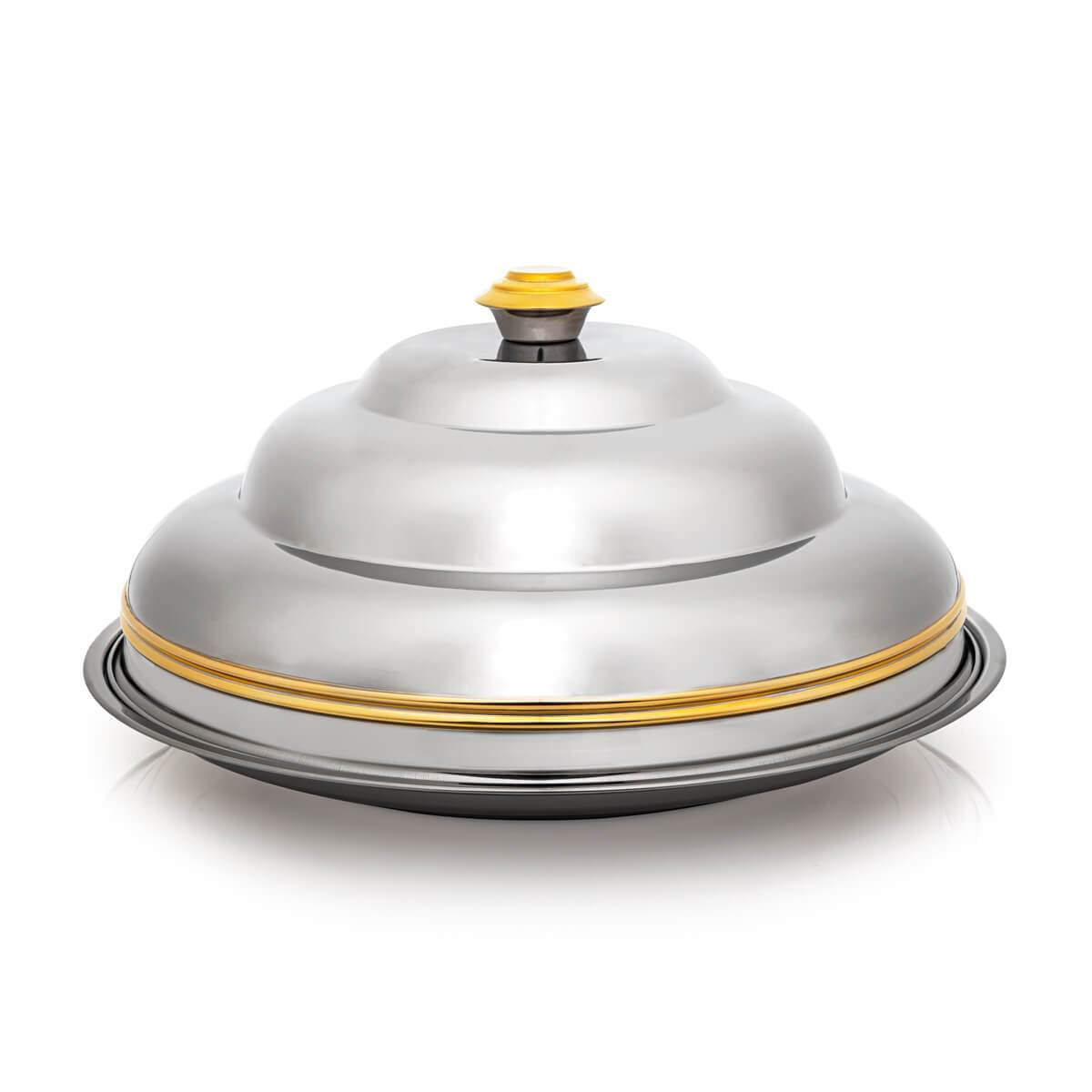 Almarjan 50 CM Orchid Collection Stainless Steel Koozy Tray Silver & Gold - H21PG1