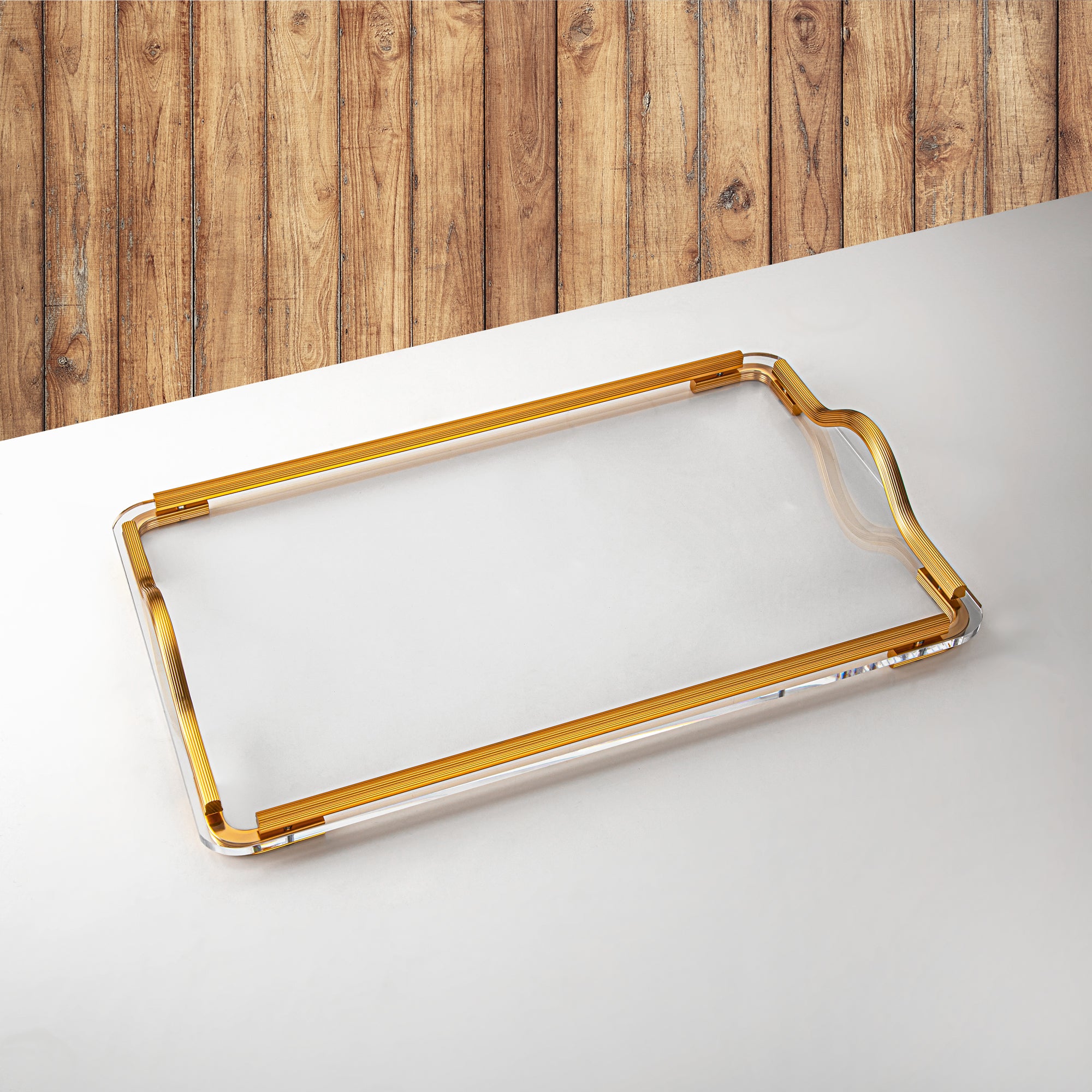 Almarjan Serving Tray, Transparent & Golden (325L-FG) | Ramadan & Special Occasions