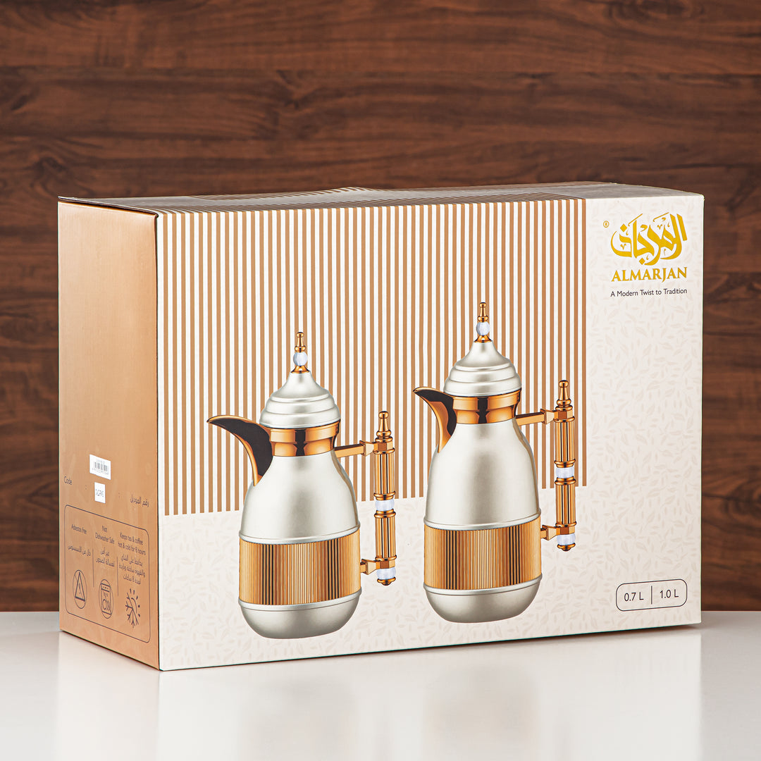 Almarjan 2 Pieces Vacuum Flask Set Rose White & Gold - CALD-RWG