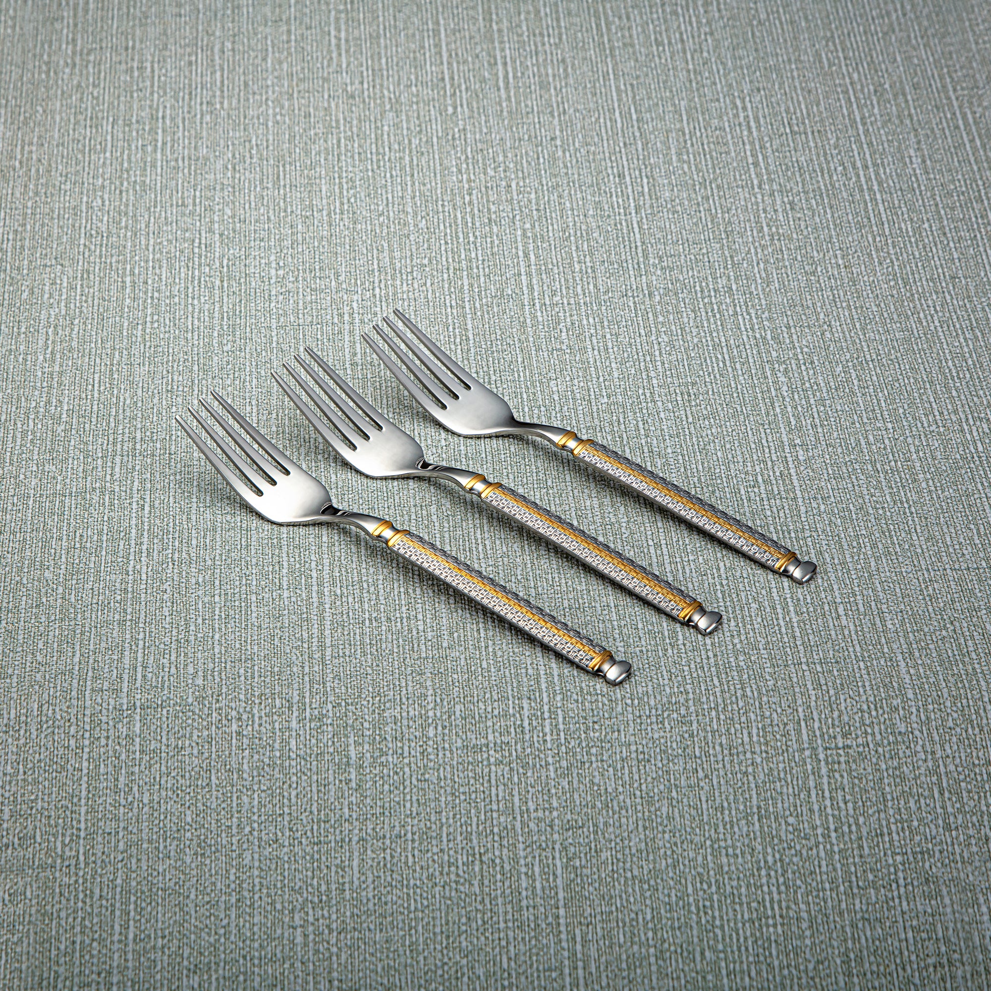 Almarjan Stainless Steel 3 Pieces Tea Fork Set Silver & Gold - CUT0010276