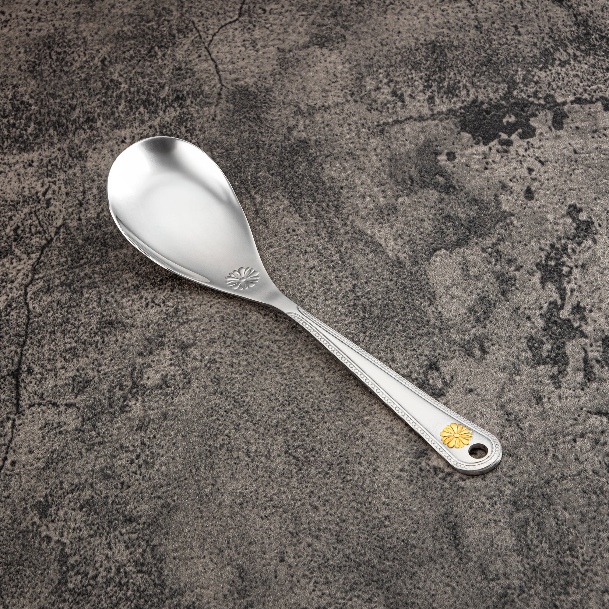 Almarjan Rice Spoon, Stainless Steel, Silver & Gold (CUT0010403) Elegant Flatware