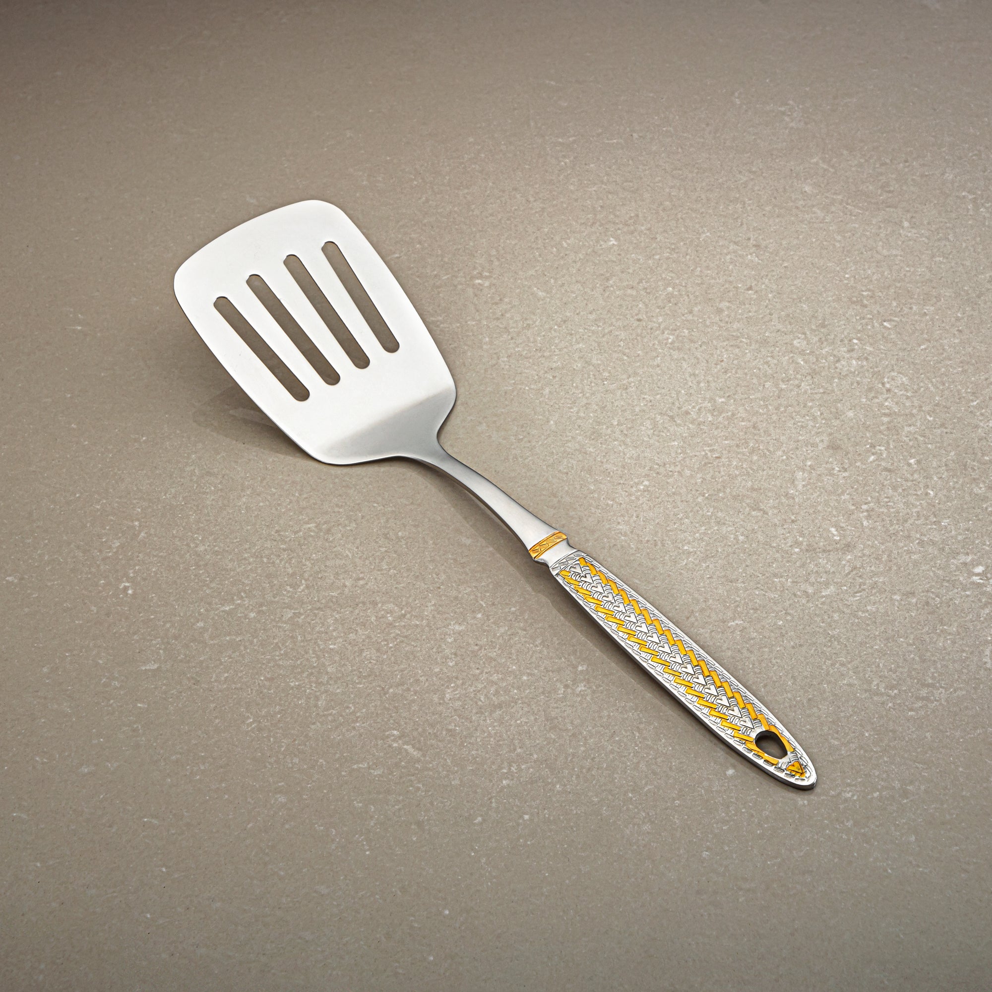 Almarjan Small Slotted Turner, Stainless Steel, Silver & Gold (CUT0010494) Elegant Flatware