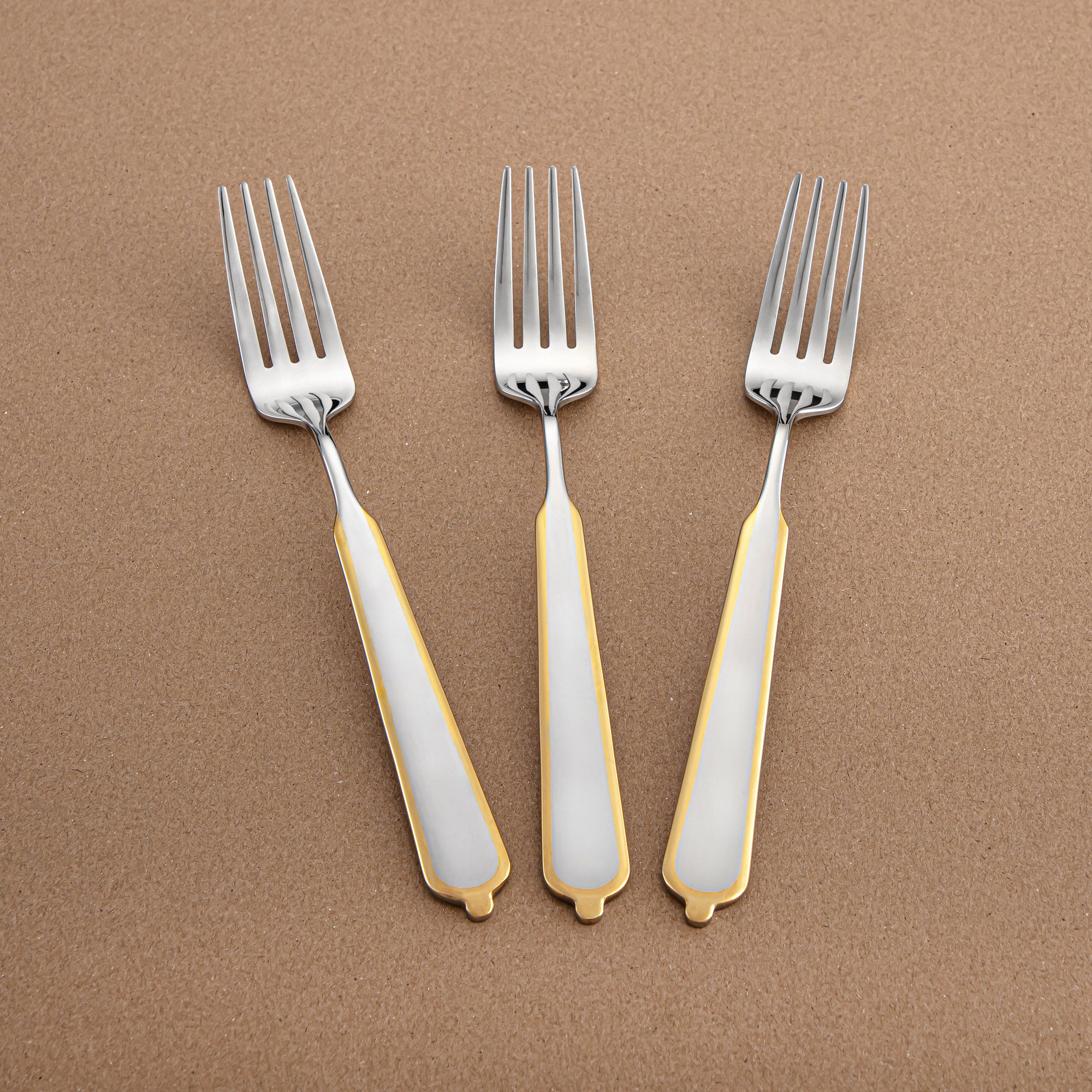 Almarjan 3-Piece Stainless Steel Dinner Fork Set – Mirror Finish, Silver & Gold CUT1620034